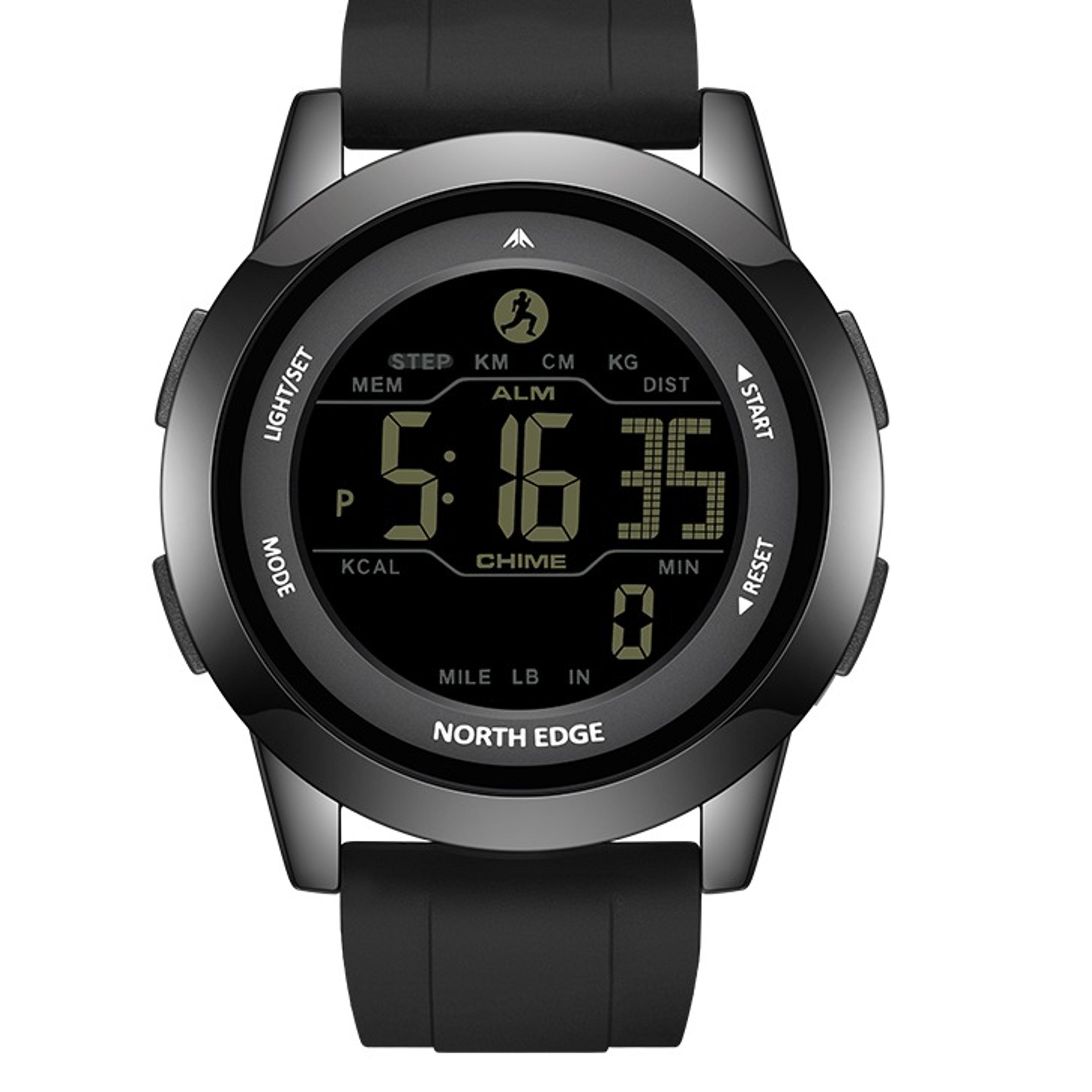 NORTH EDGE NEW APOLLO Mens Digital Watch Sports Waterproof 50M Wristwatches Dual Time Pedometer Stjp