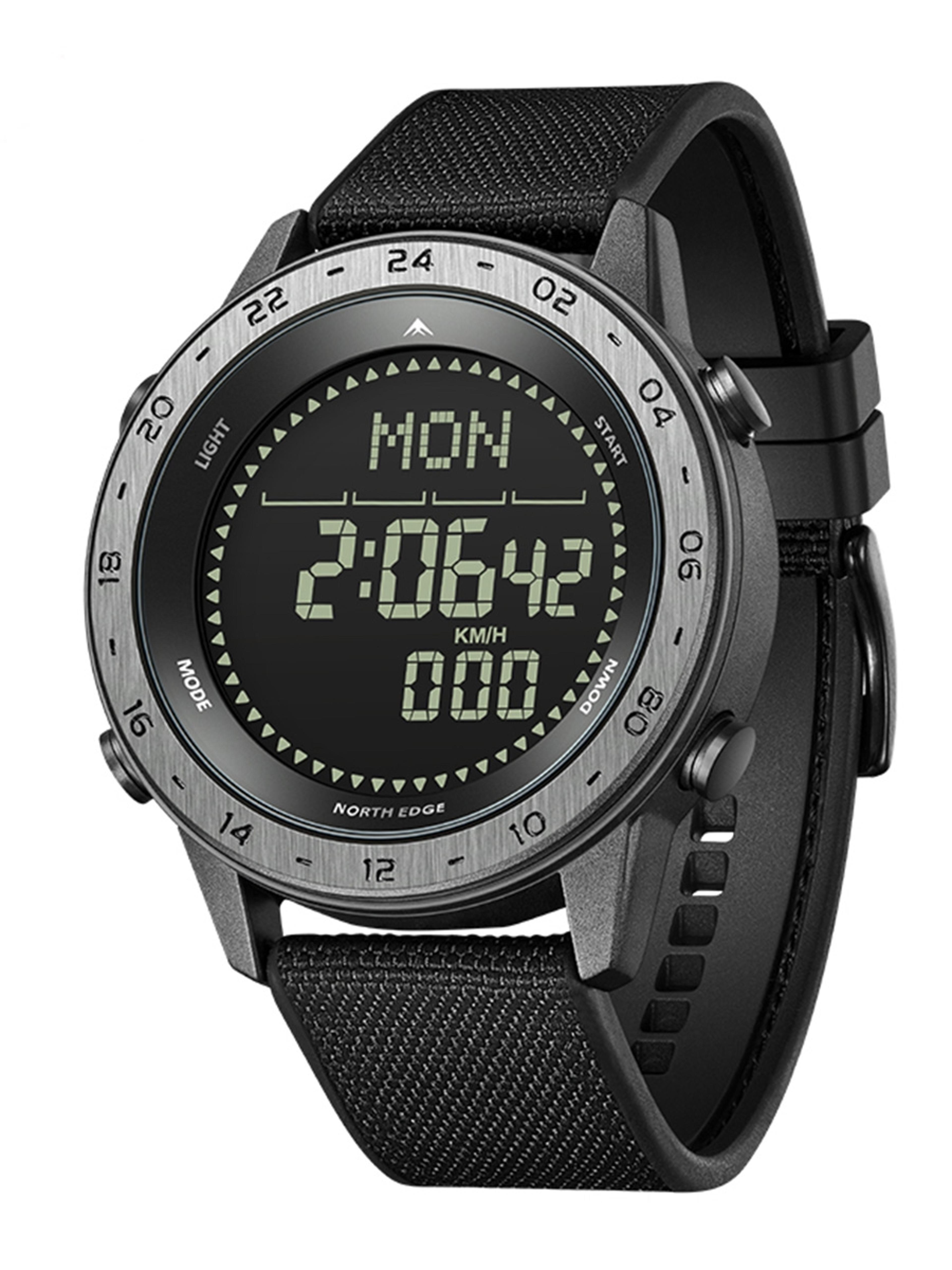 mens digital sports watch with compass pedometer and water resistance
