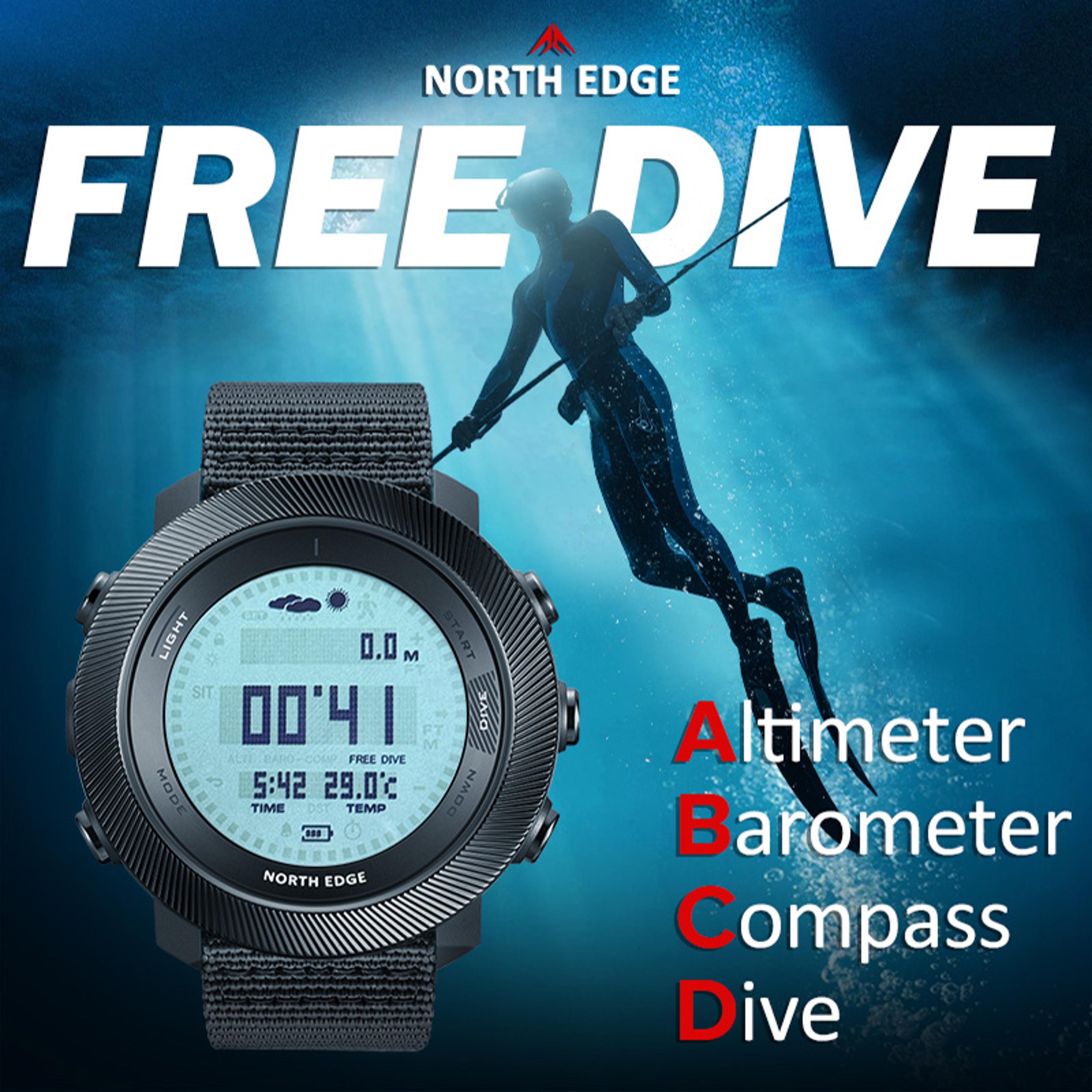 Freediving Watch With Compass Altimeter Barometer Waterproof 1