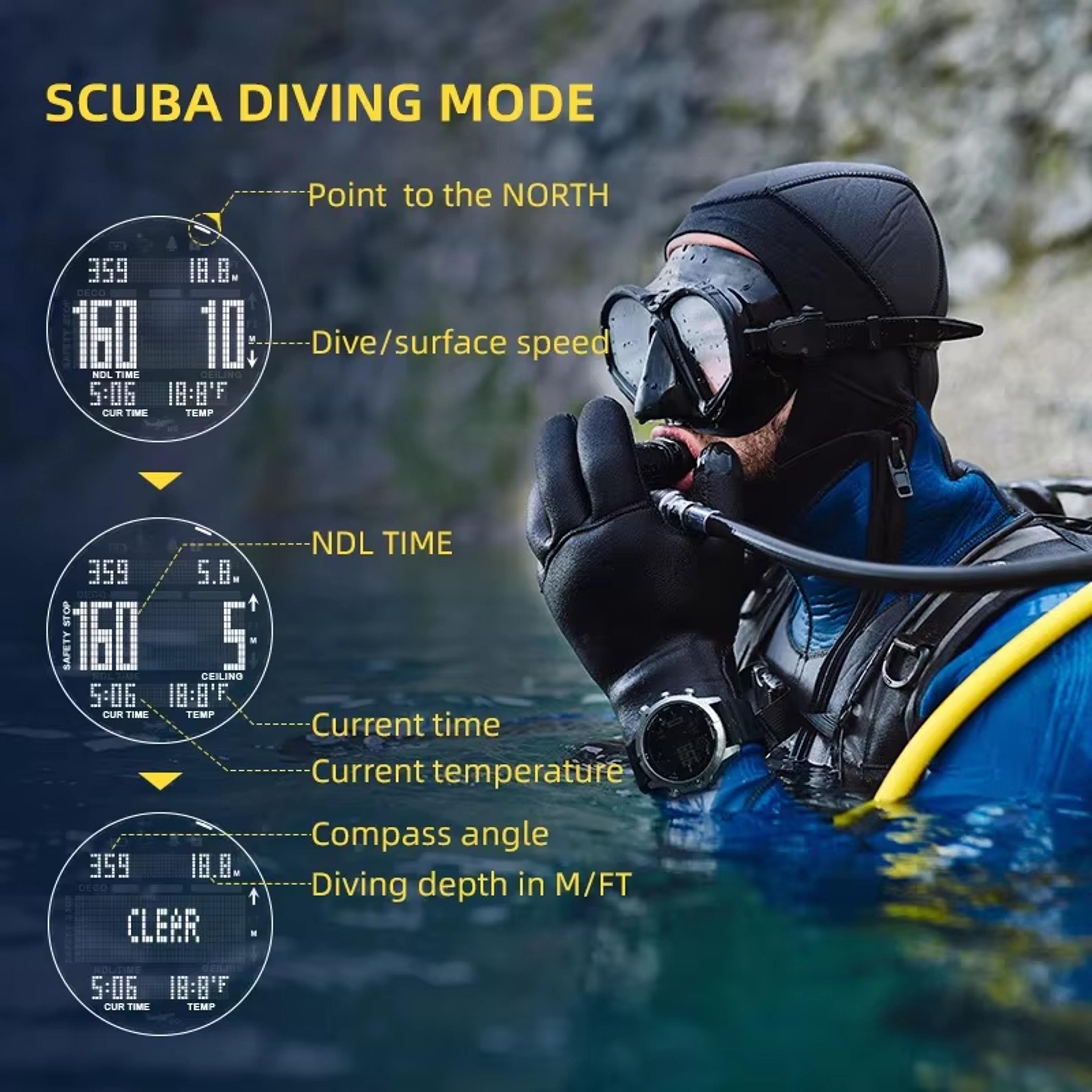 Dive Computer Watch With NDL Compass Altimeter And Barometer 4