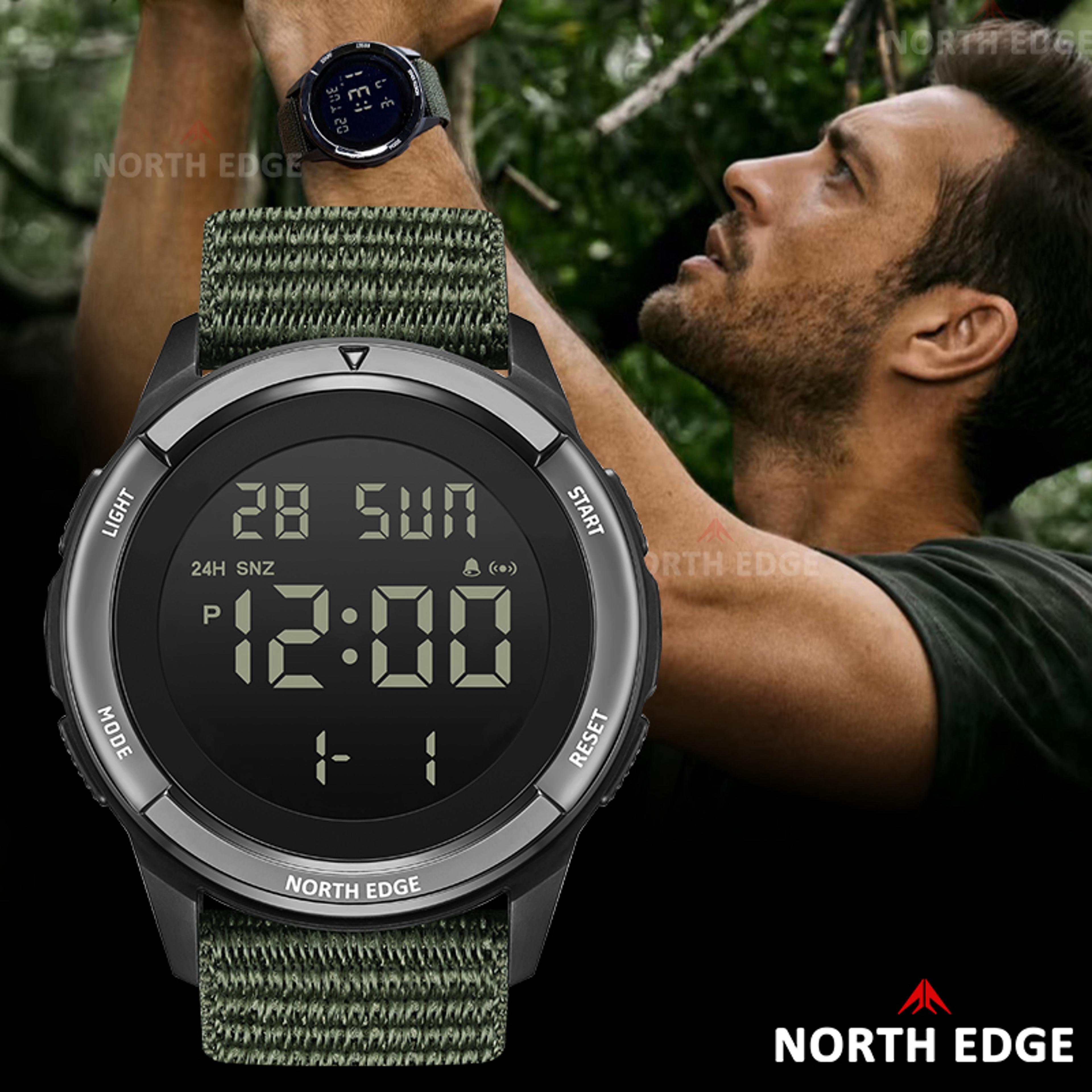 NORTH EDGE TERRAX 2025 Mens Digital Military Sports Watch Waterproof 50M Countdown Lightweight Stu