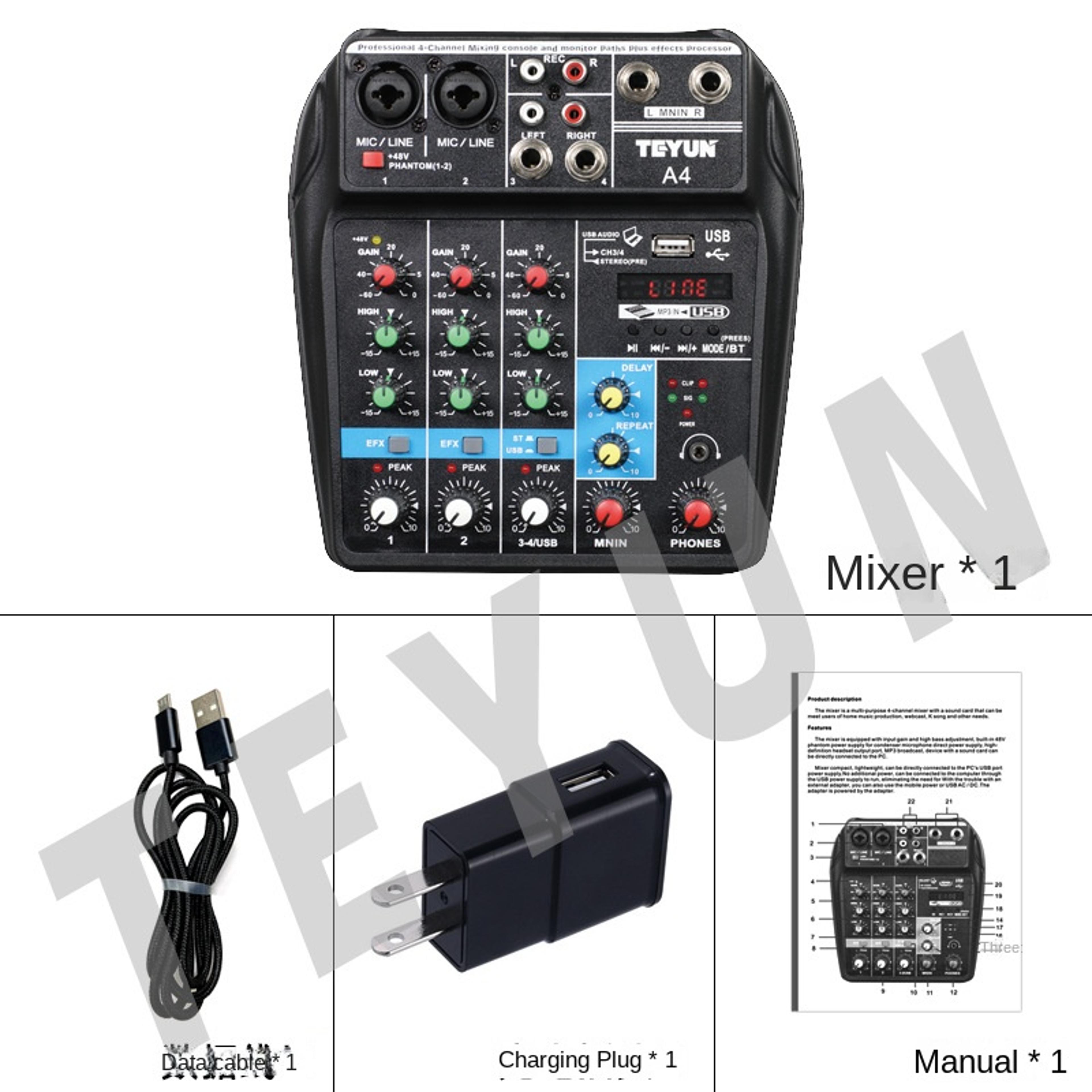 Bluetooth Audio Mixer With USB Recording DSP And Phantom Power 6