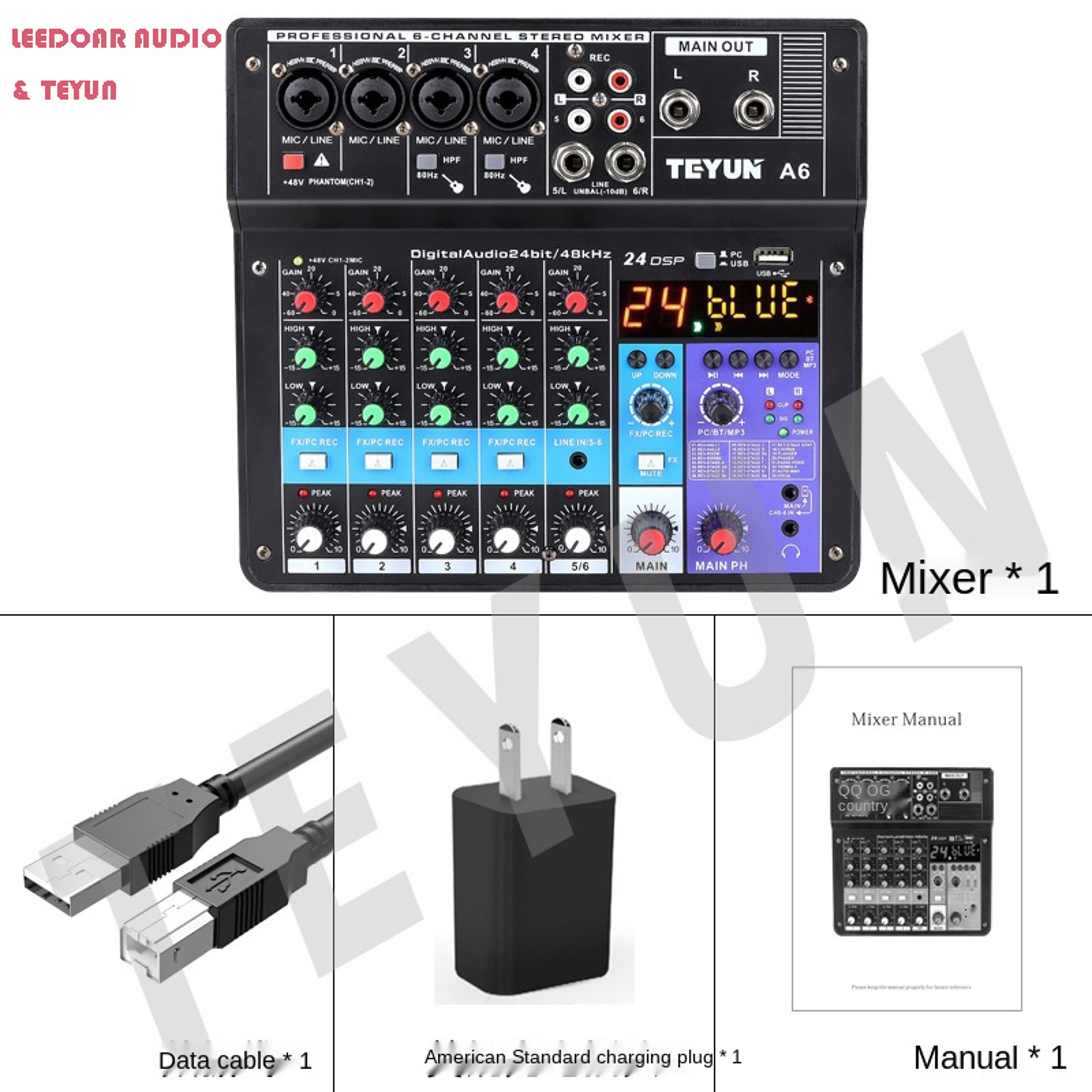Bluetooth Audio Mixer With USB Recording DSP And Phantom Power 7