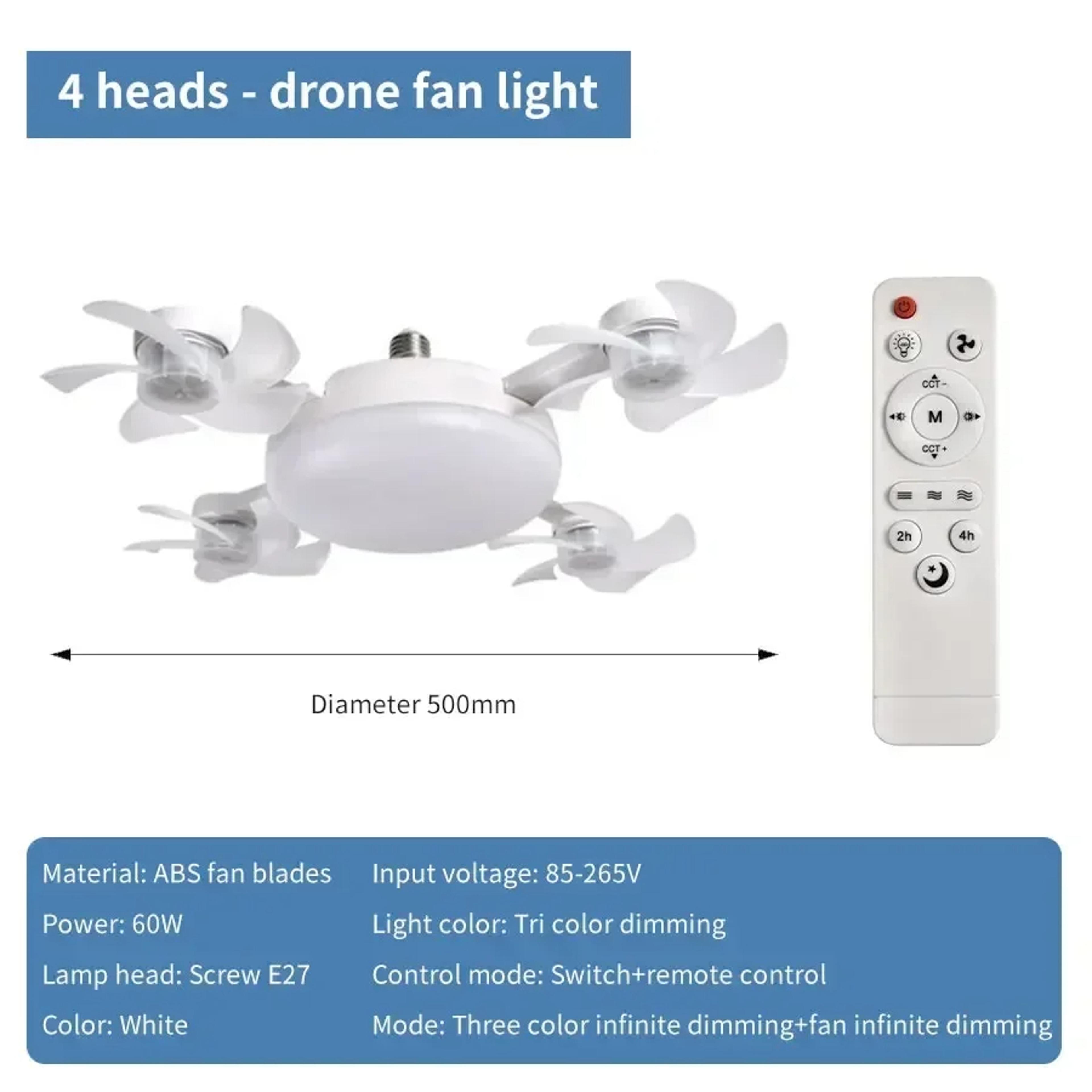 Drone Ceiling Fan With Light Socket Fan Light With Remote Control 7