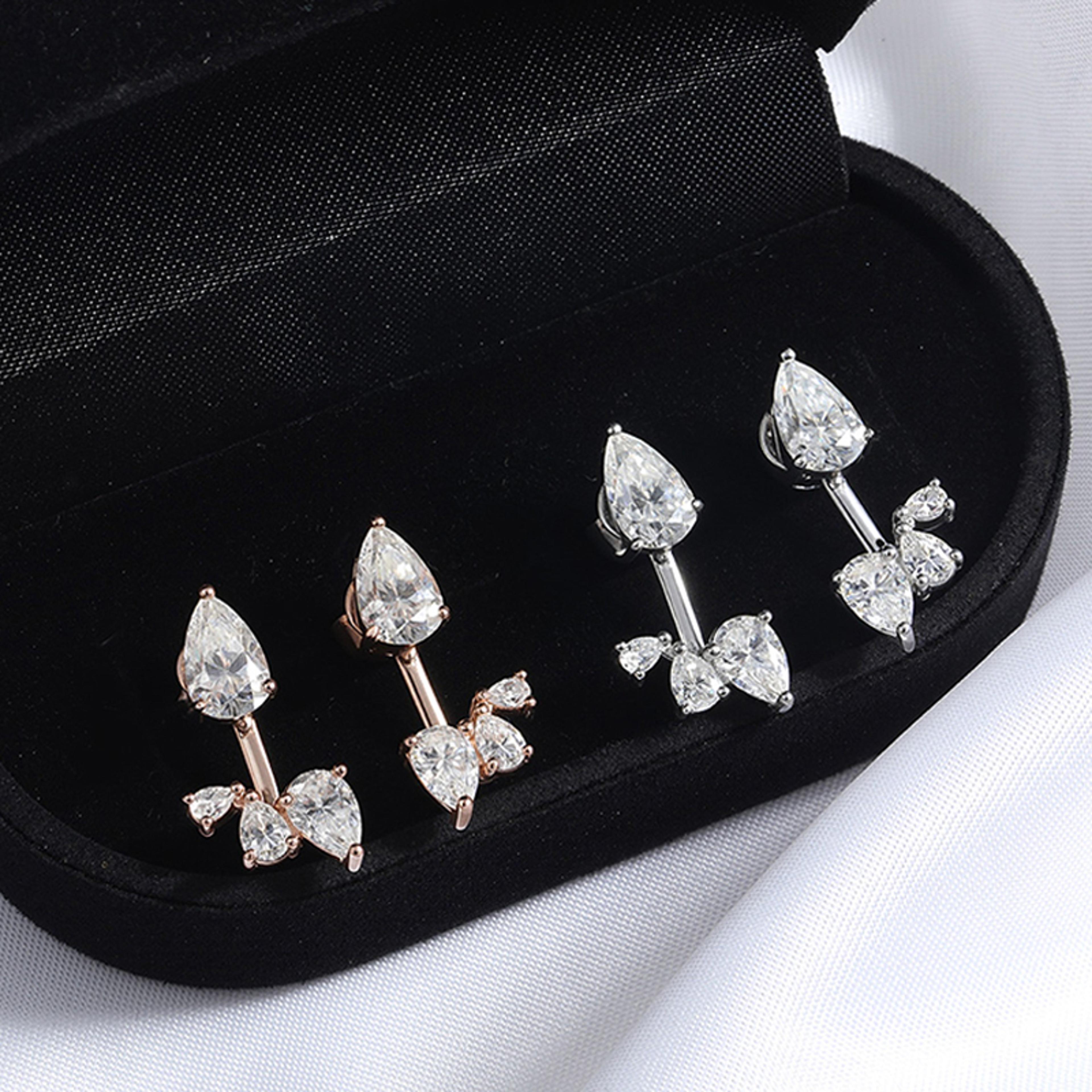 Smyoue Pear Cut Moissanite Stud Earrings In Sterling Silver 2