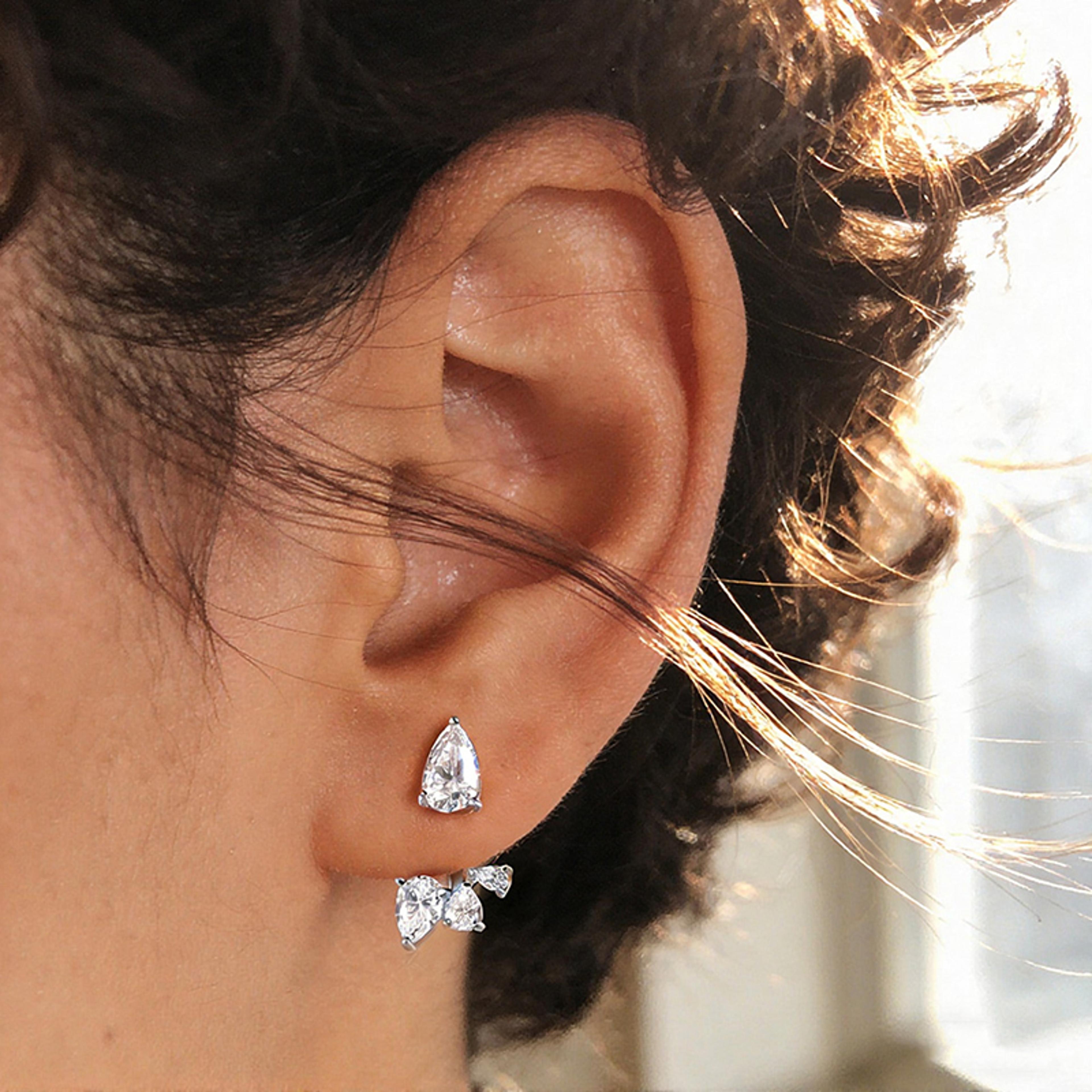 Smyoue Pear Cut Moissanite Stud Earrings In Sterling Silver 4