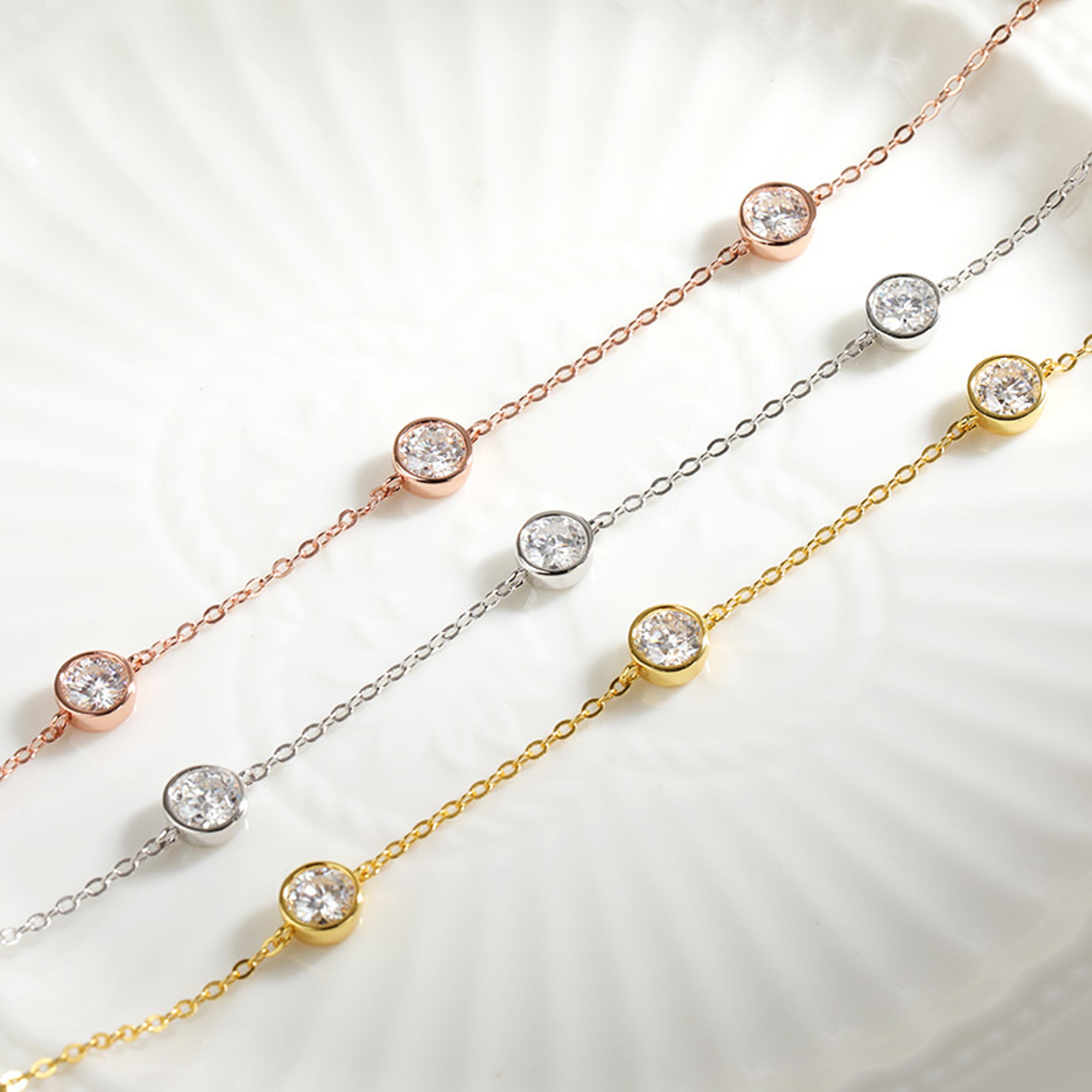 Moissanite Necklace Gold Plated Sterling Silver Bubble Pendant 2