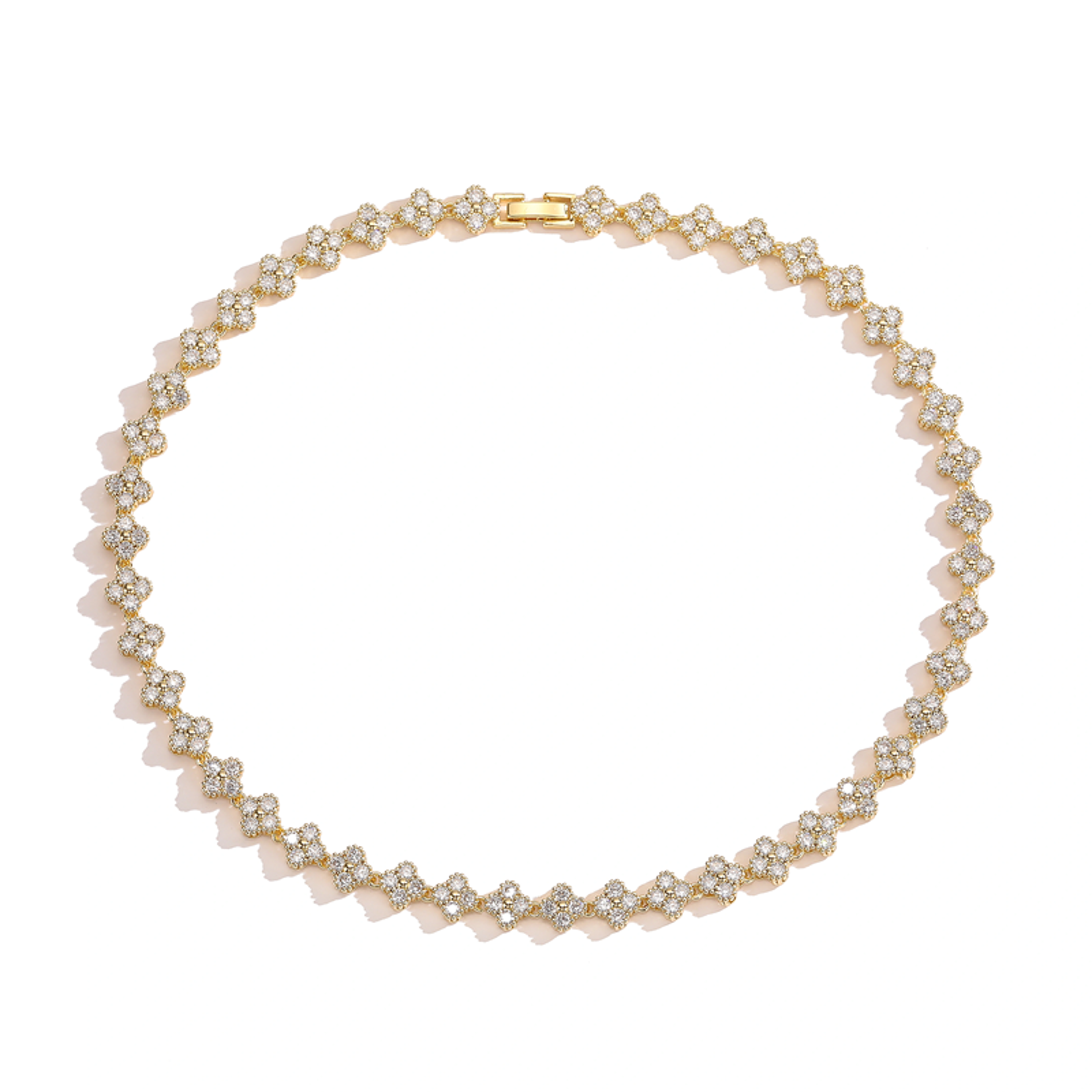 Gold Plated Flower Necklace And Bracelet Set For Women 22