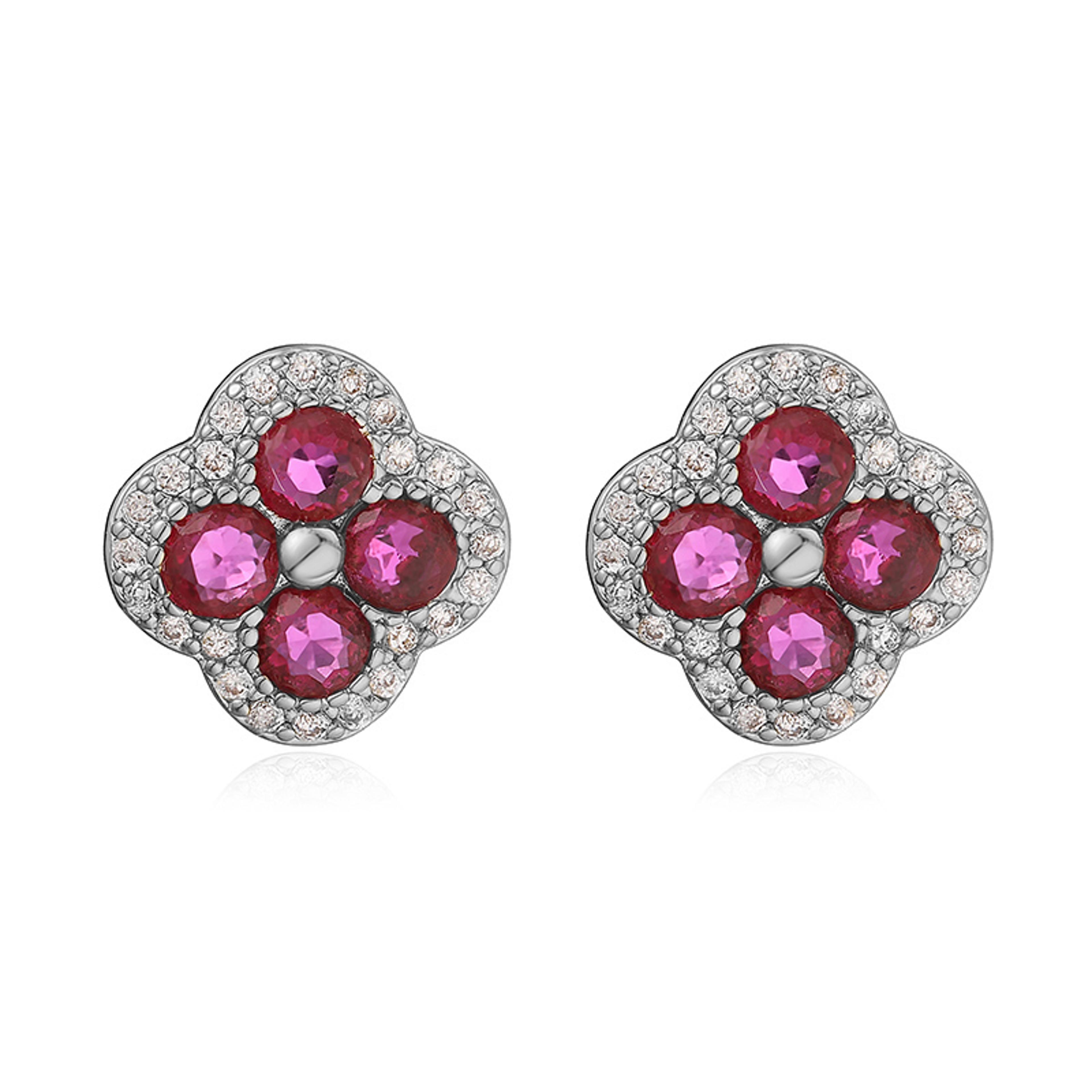 Gold Plated Flower Drop Earrings With Cubic Zirconia 9