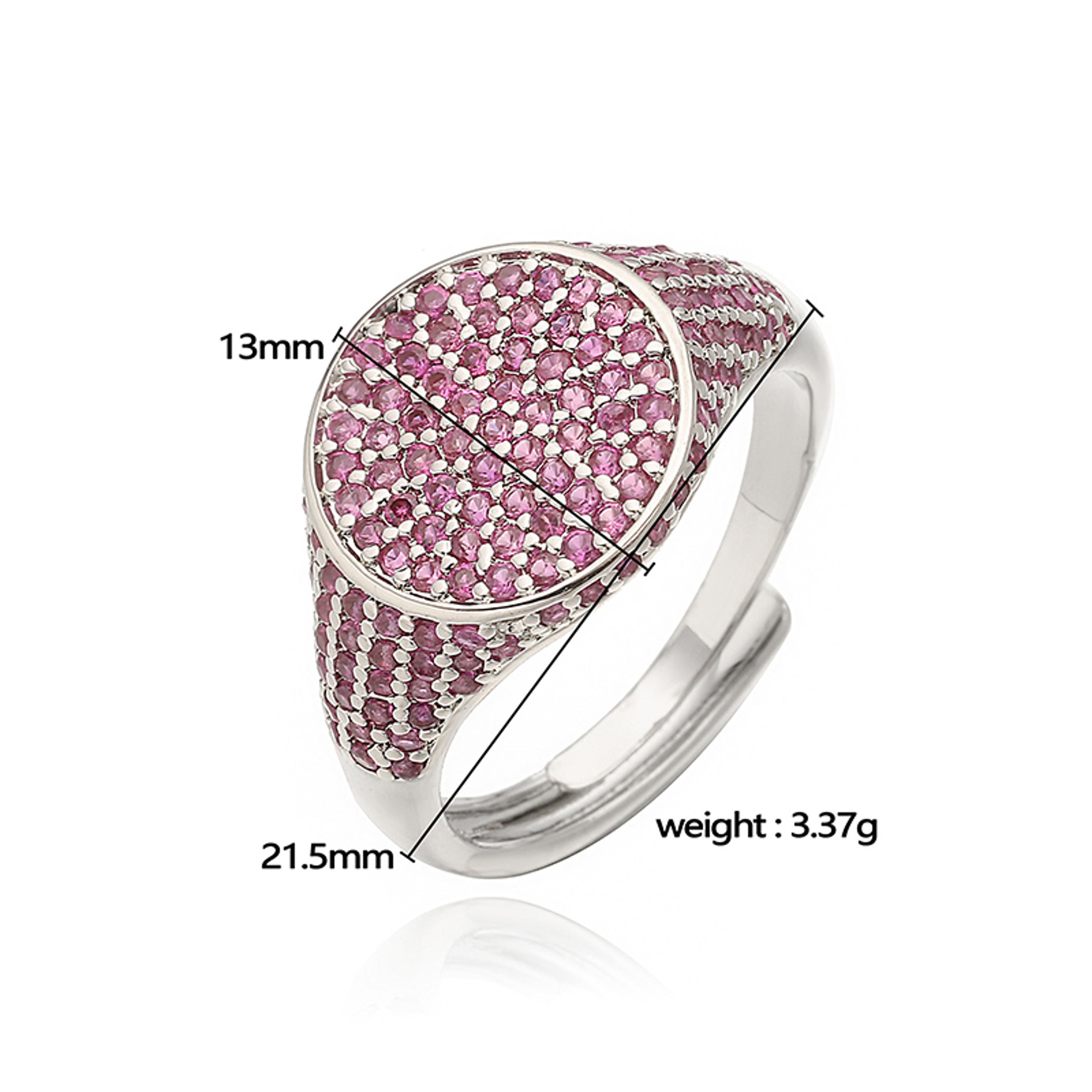 Gold Plated Multicolor Zirconia Ring Adjustable Statement Ring 4