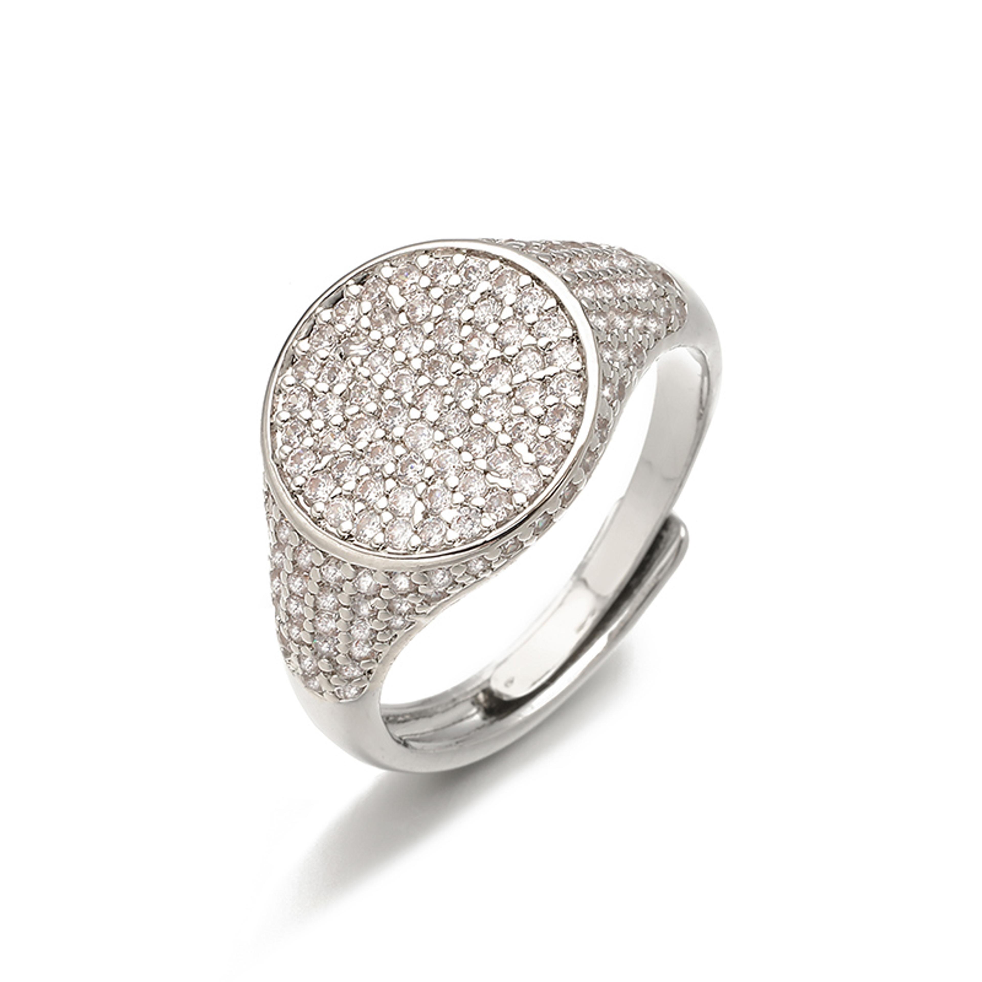 Gold Plated Multicolor Zirconia Ring Adjustable Statement Ring 11