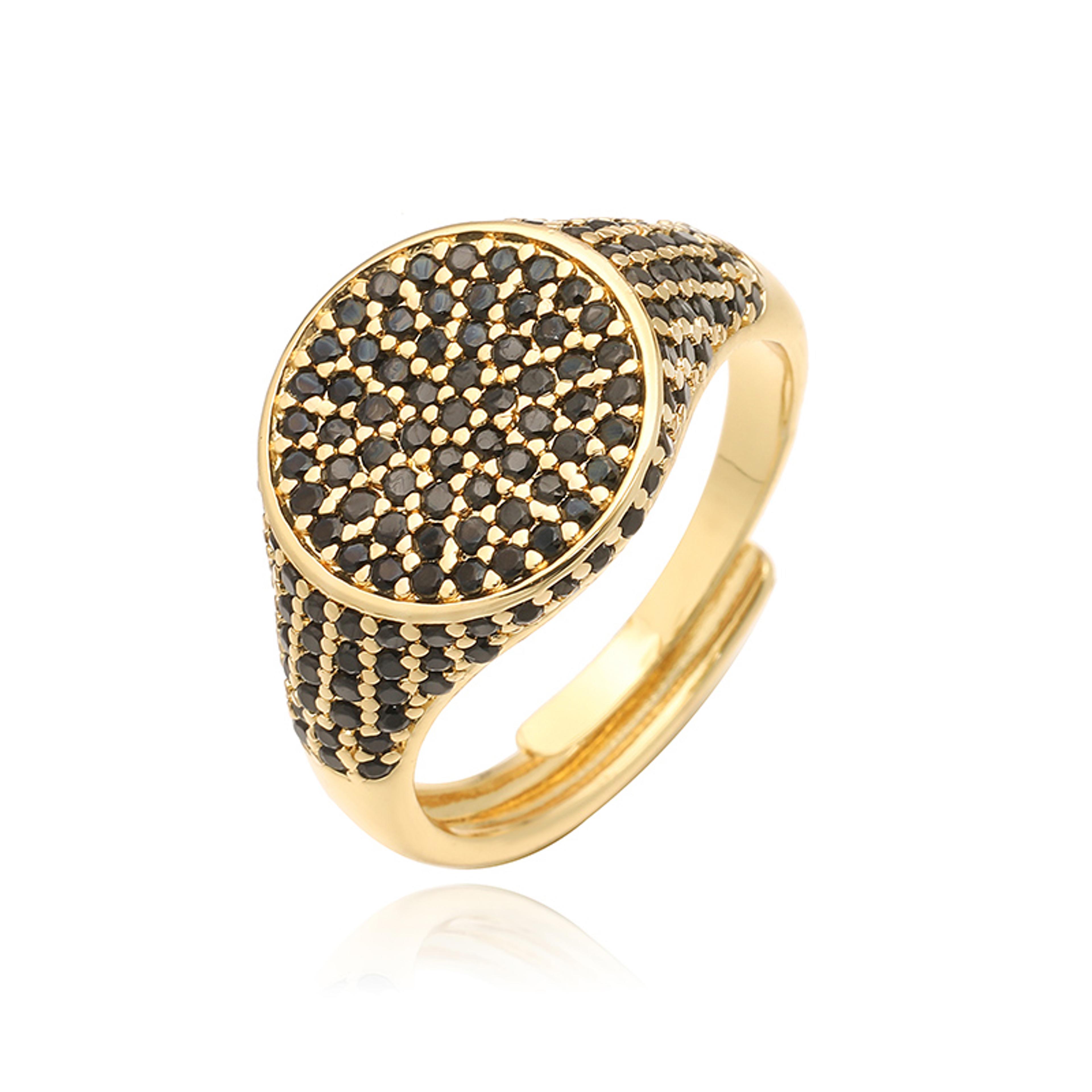Gold Plated Multicolor Zirconia Ring Adjustable Statement Ring 14