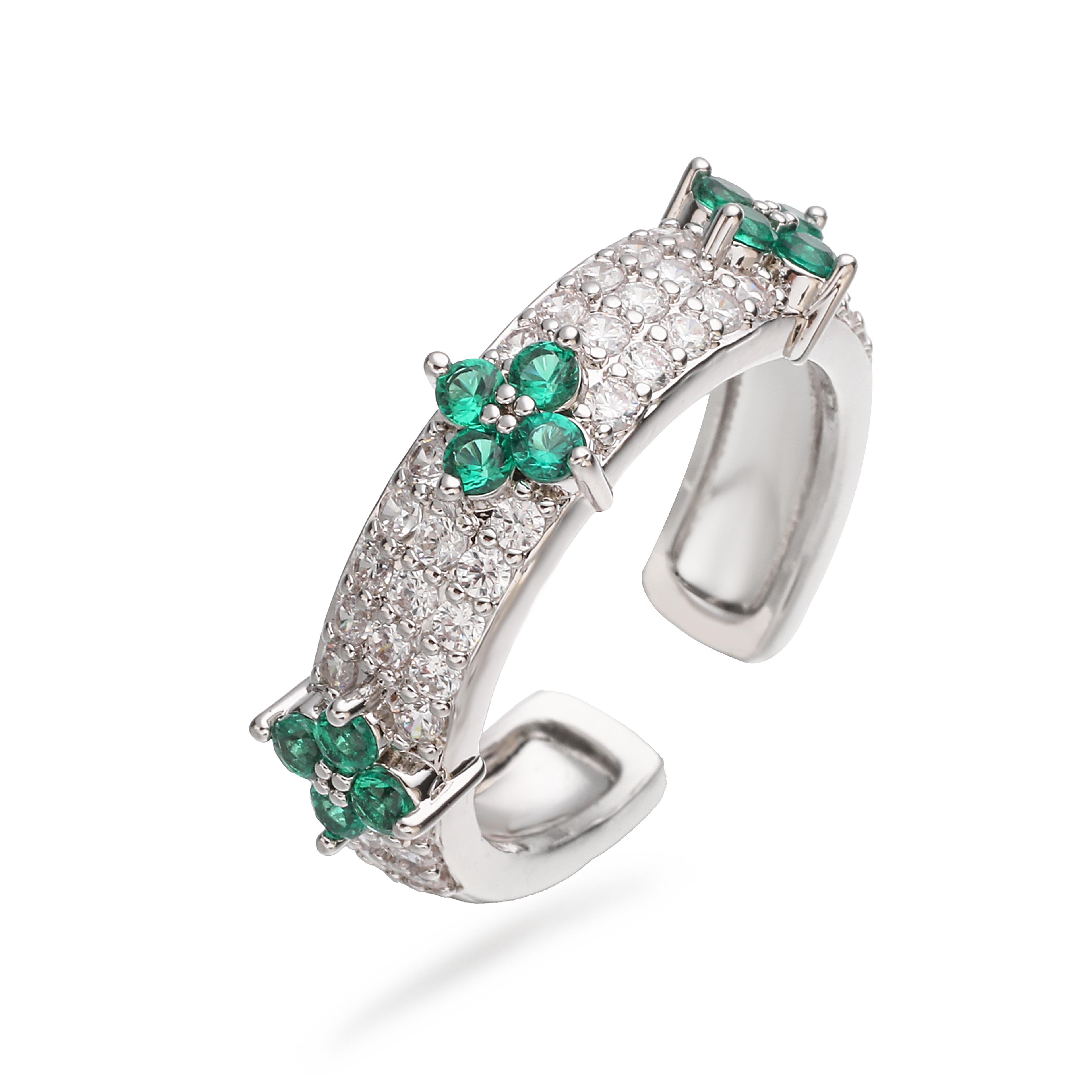 Four Leaf Clover Ring Thickened Adjustable Ring Statement Jewelry 15