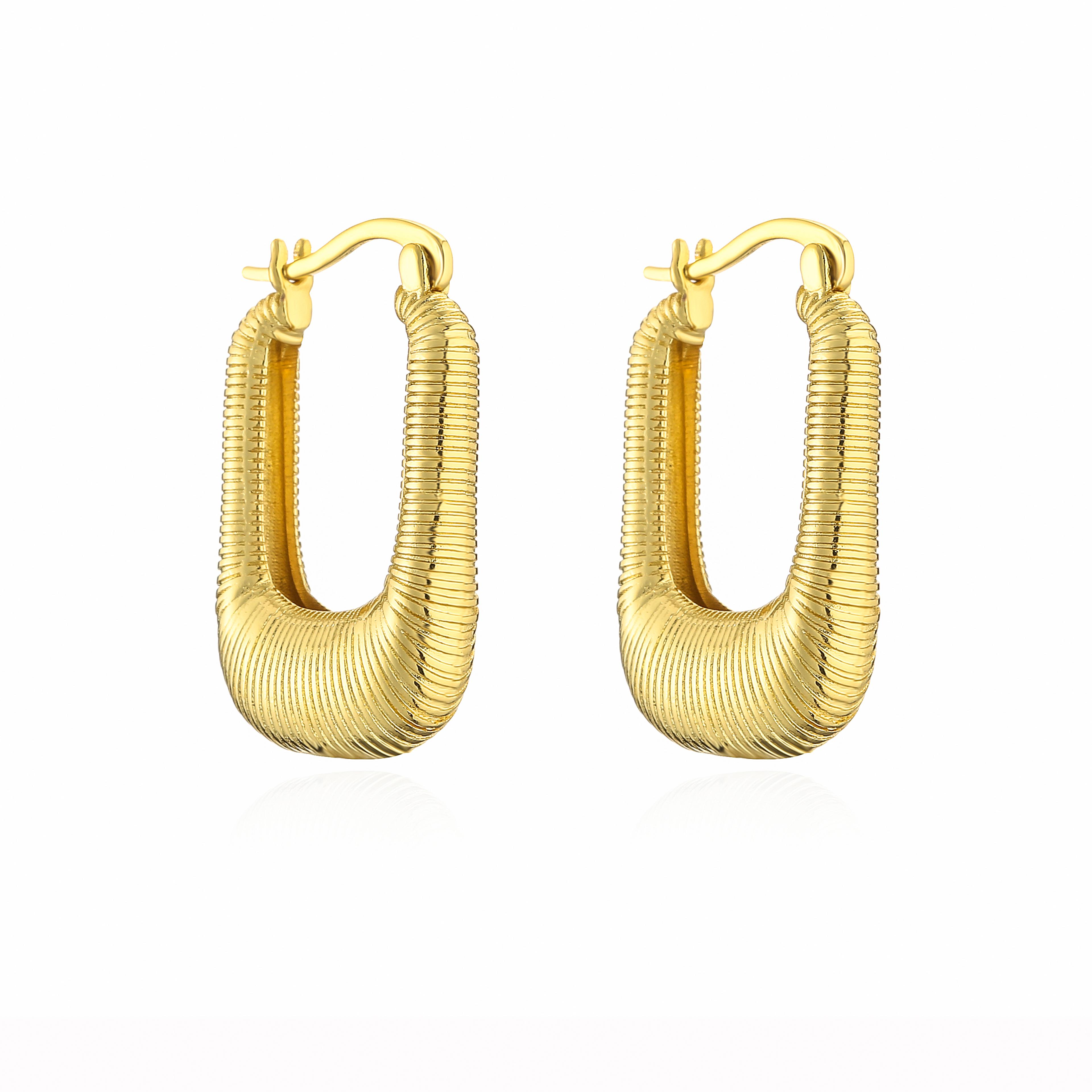 Lustre Pearl Hoops Gold Plated Textured Chunky Earrings For Women 1