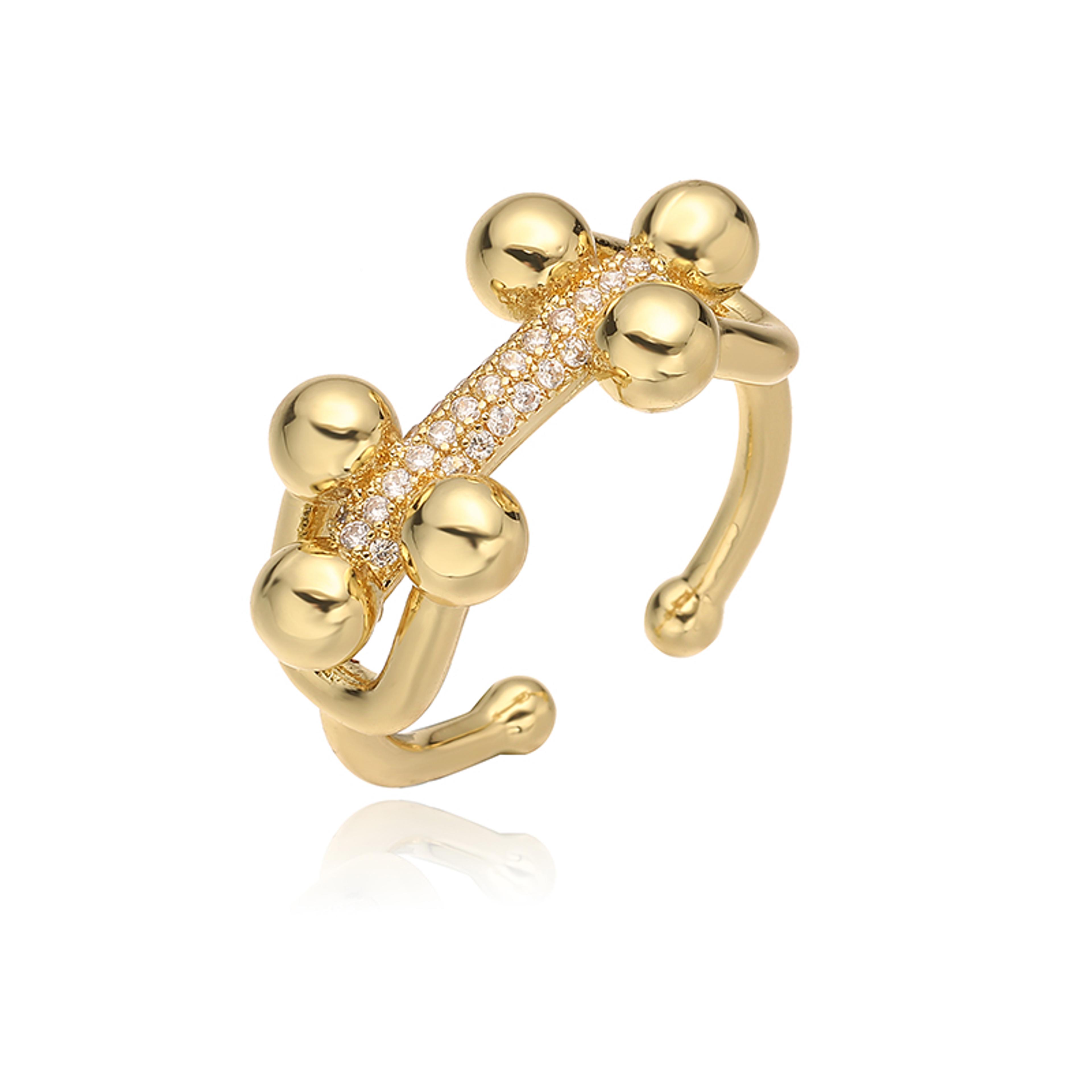 Adjustable Horseshoe Ring Copper Bead Ring For Women And Men 6