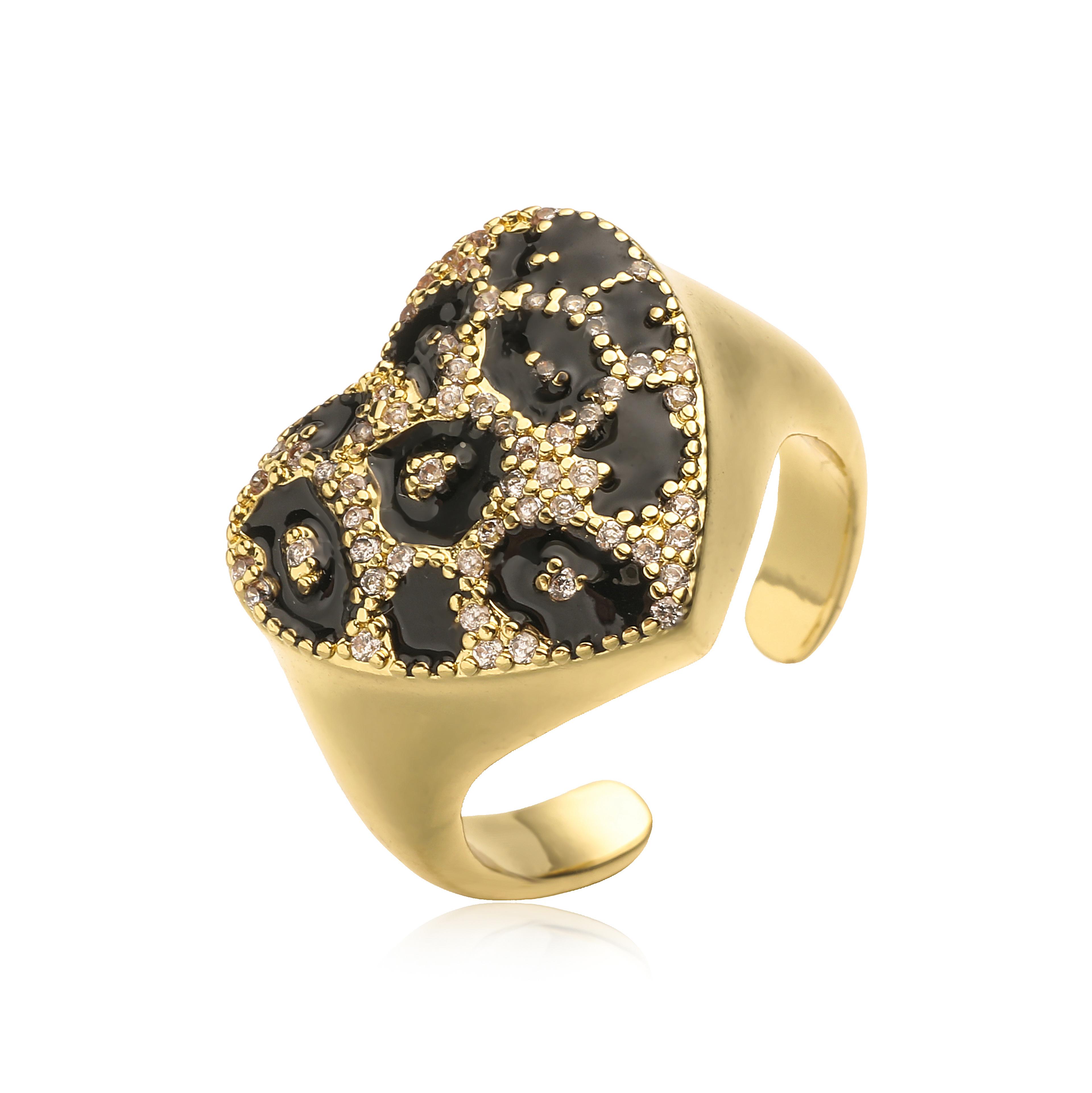 Leopard Print Ring Adjustable Heart Y2K Ring Unisex Statement Jewelry 10
