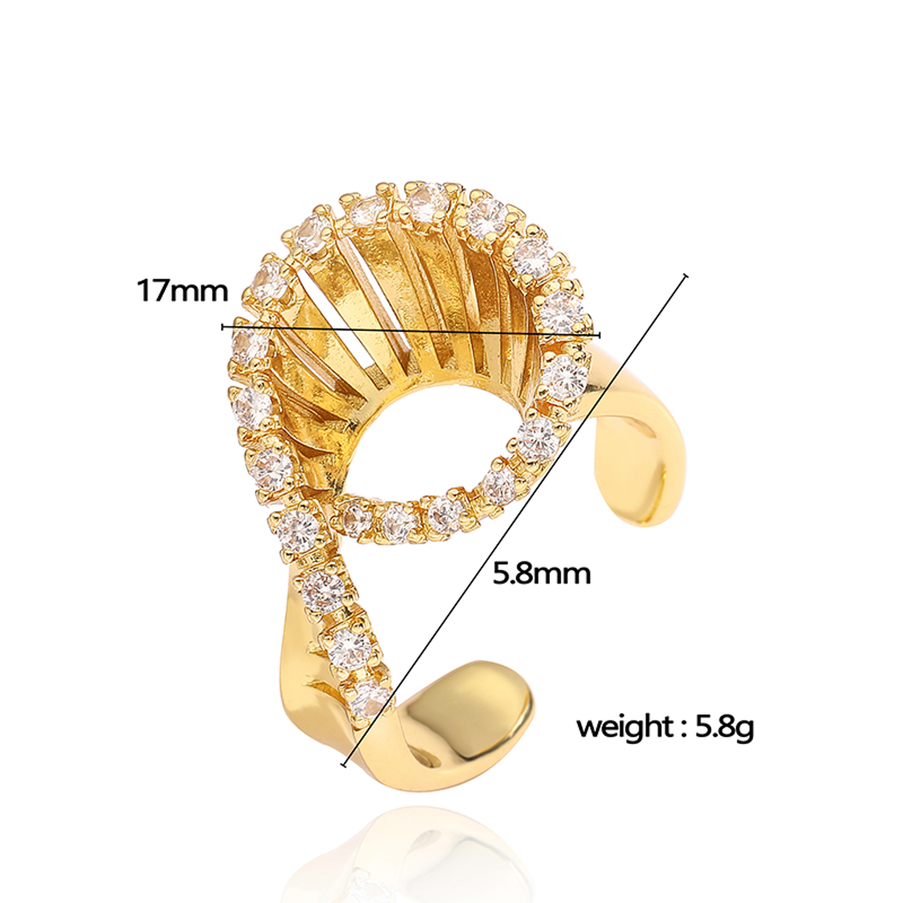 Gold Plated Zircon Jewelry Set For Women With Dangle Earrings Bracelet And Rings 3