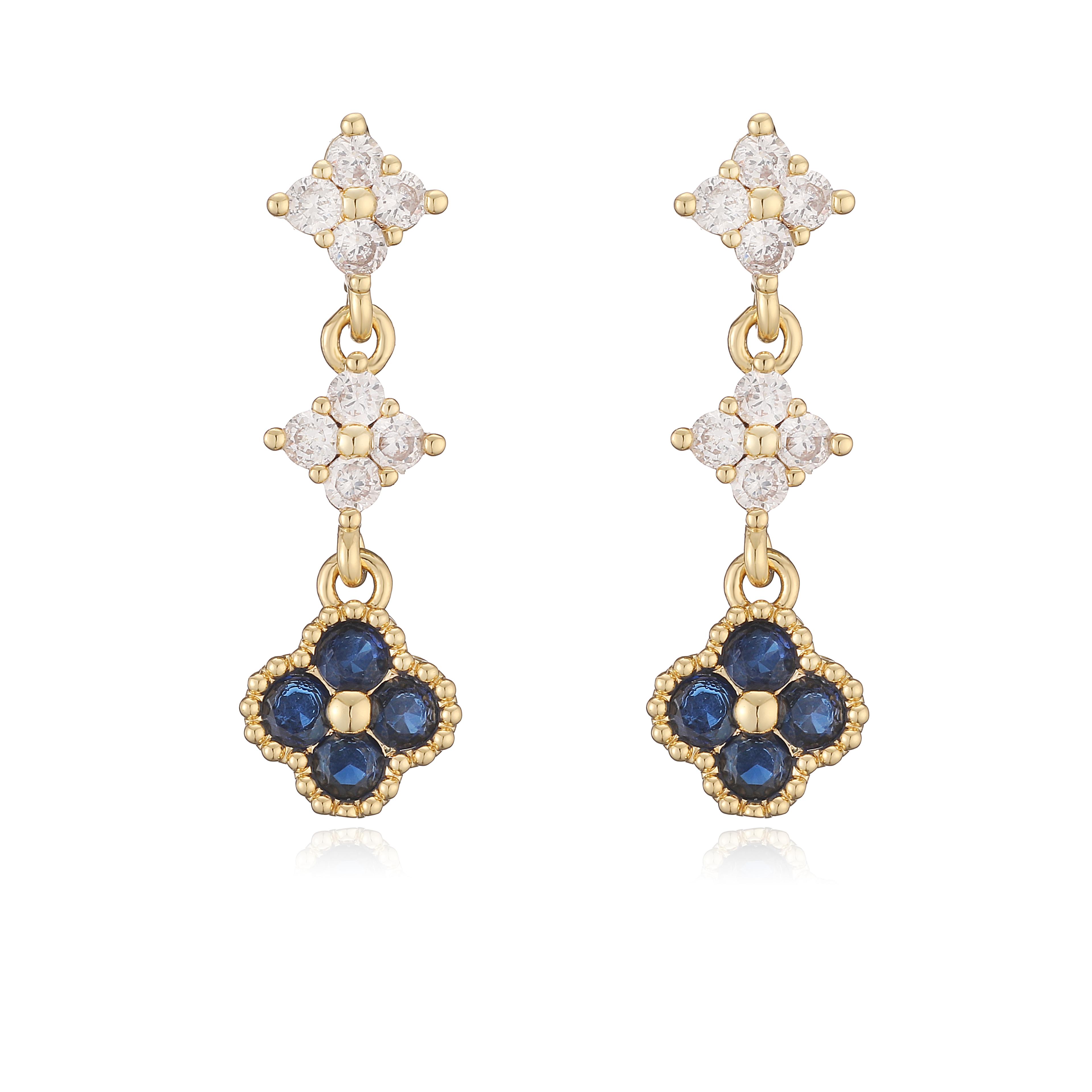 Sparkling Cubic Zirconia Floral Tassel Earrings For Women 6
