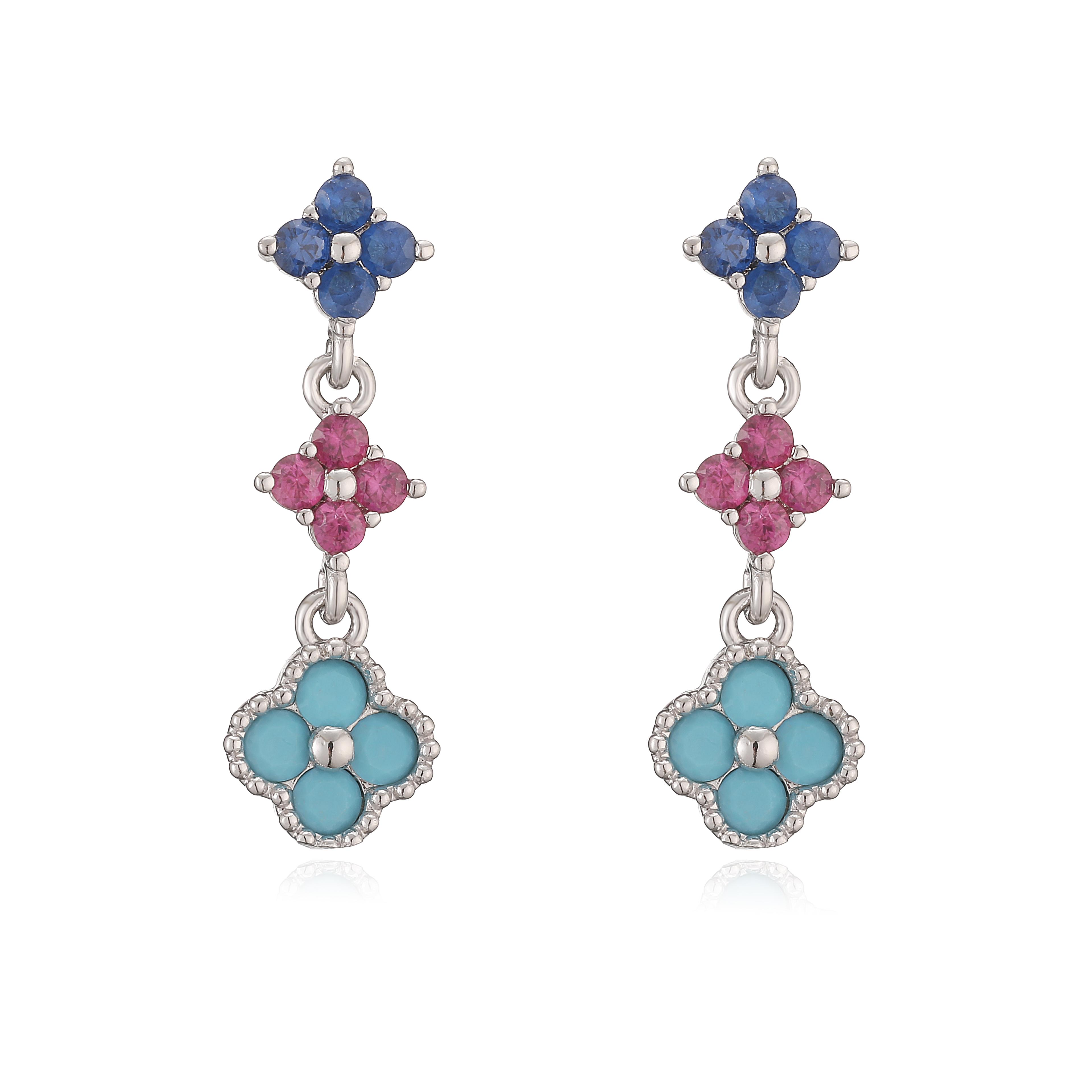 Sparkling Cubic Zirconia Floral Tassel Earrings For Women 15
