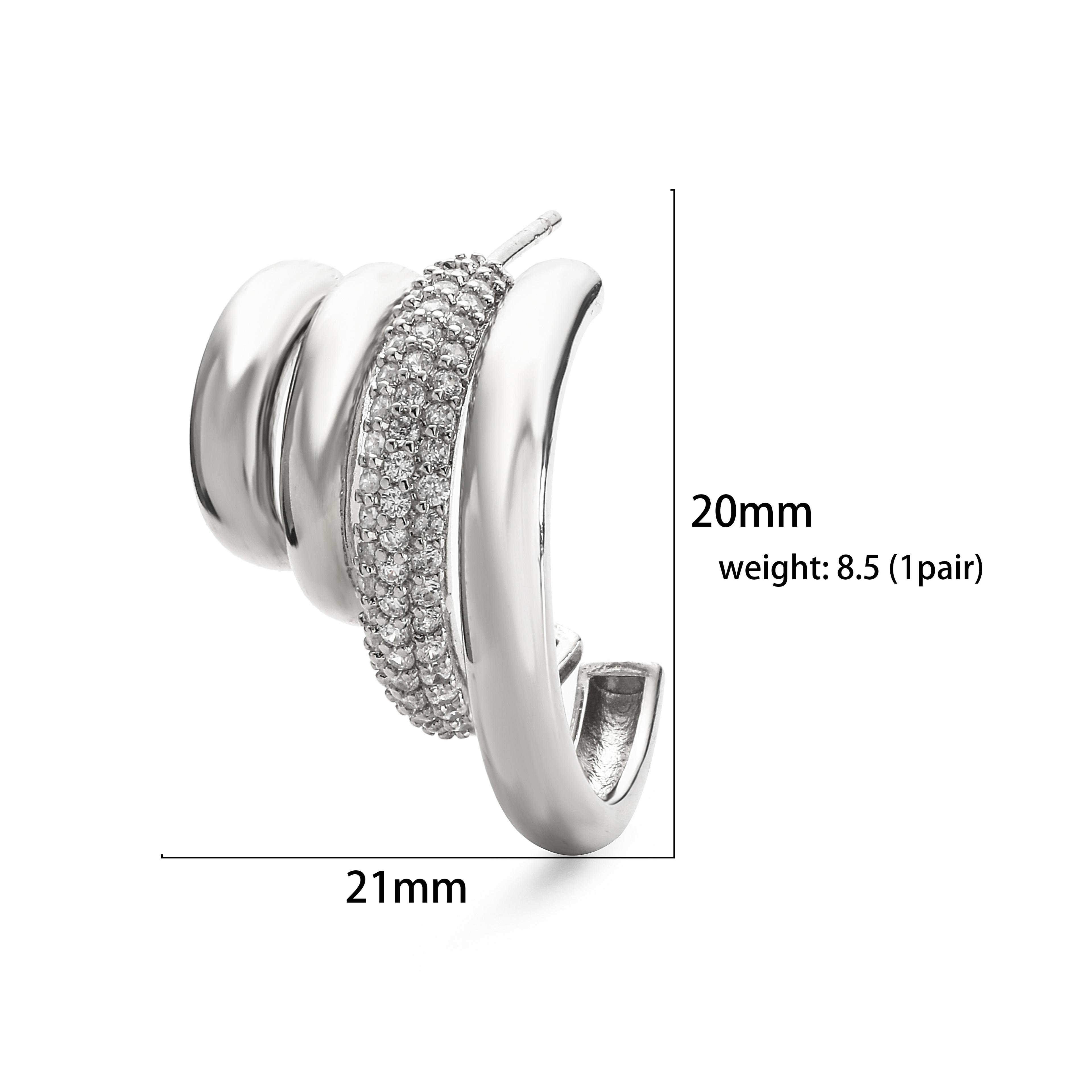 Gold Zircon Hoop Drop Earrings For Women Modern Statement Jewelry 2