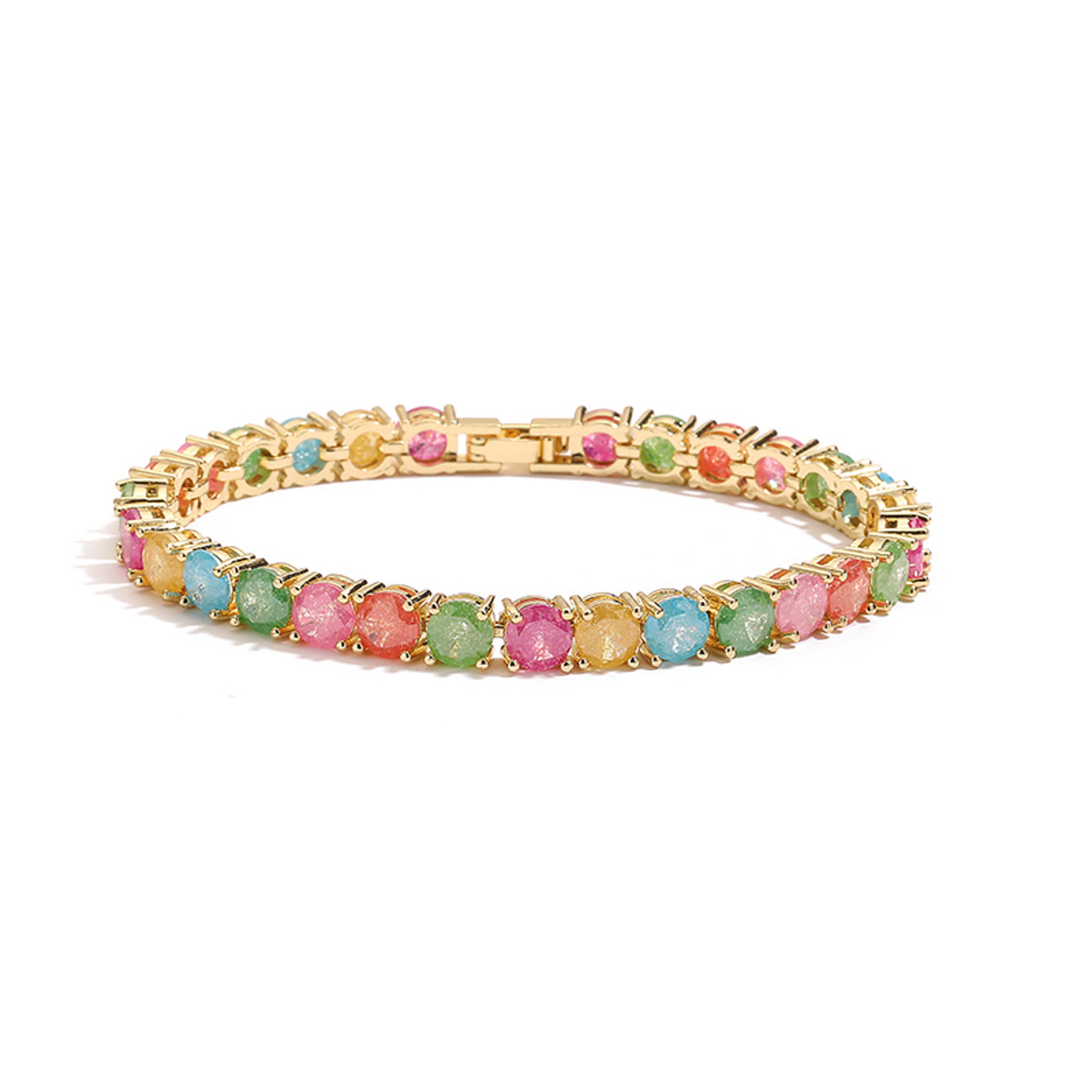 Colorful Cubic Zirconia Tennis Bracelet For Men Gold And Silver 5