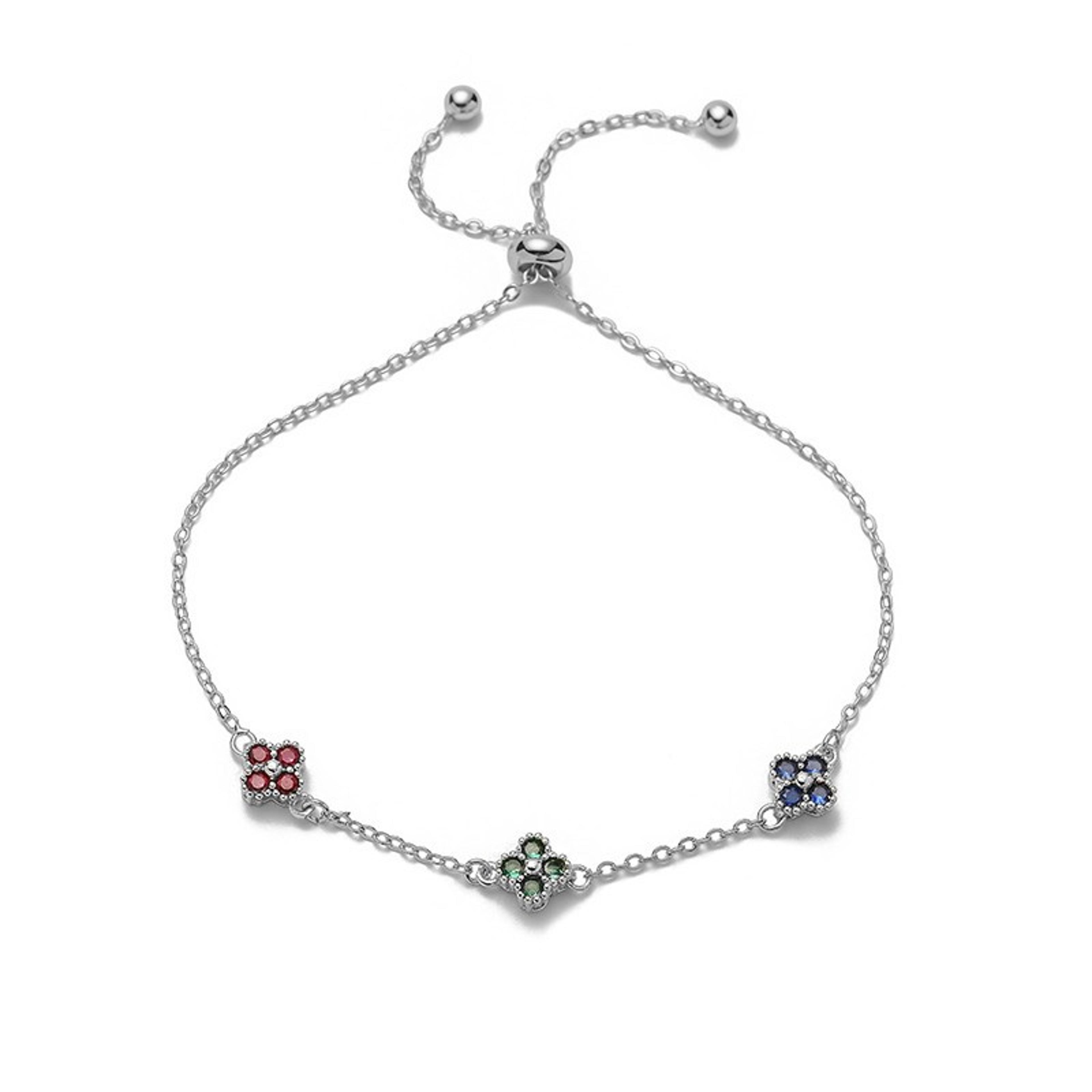 Gold Plated Flower Bracelet For Women With Cubic Zirconia Adjustable Clasp 4