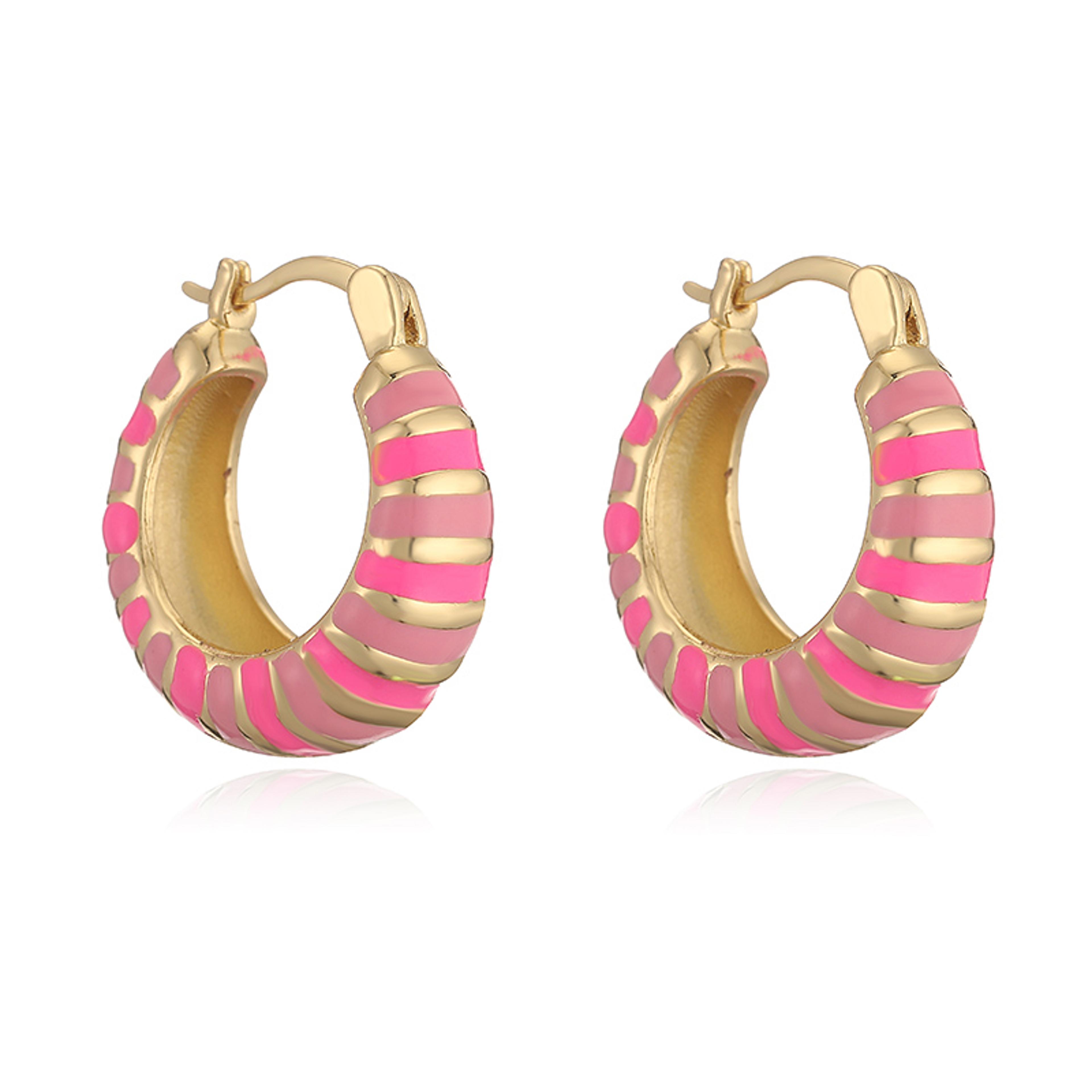 Striped Enamel Hoop Earrings For Women Modern Statement Earrings 4
