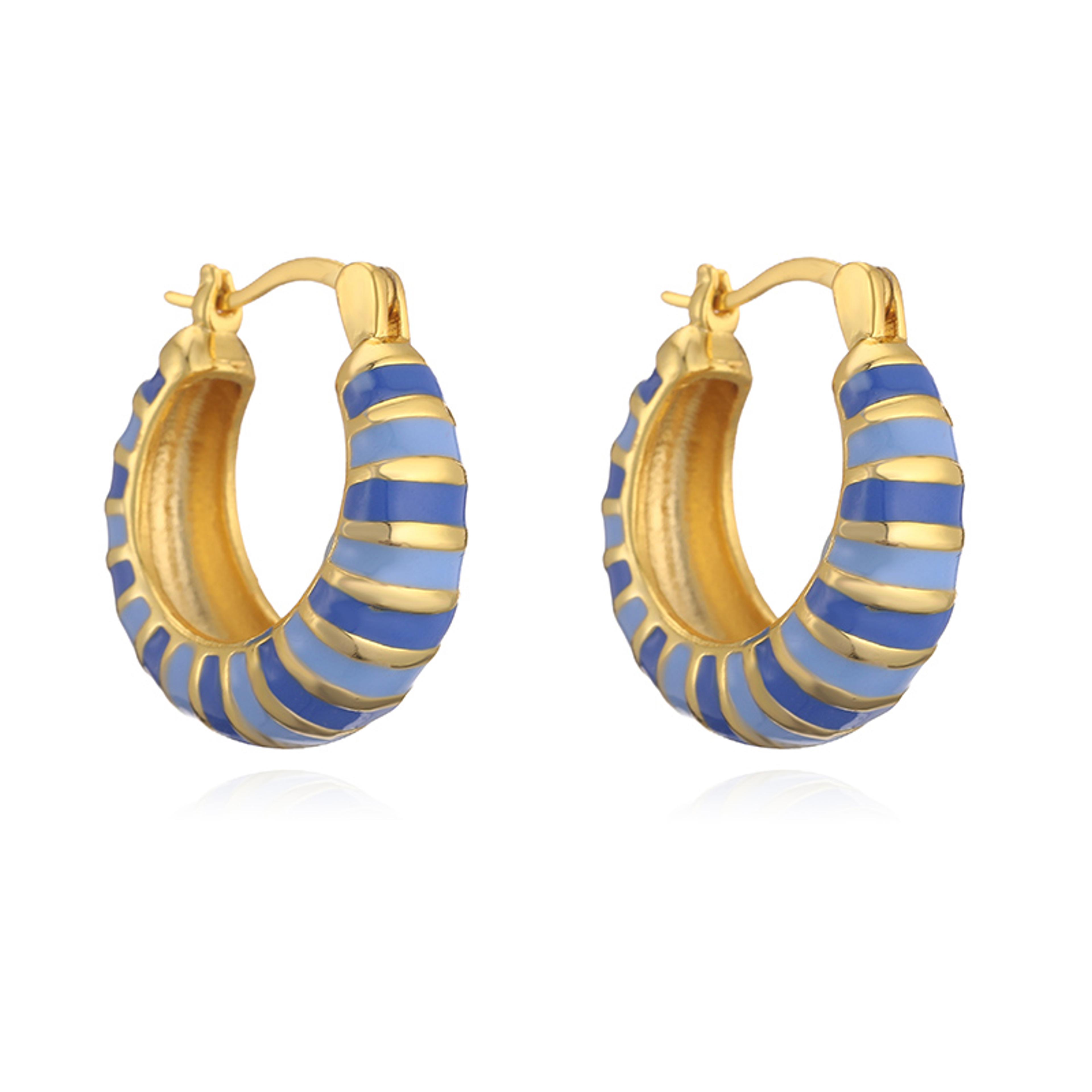 Striped Enamel Hoop Earrings For Women Modern Statement Earrings 3