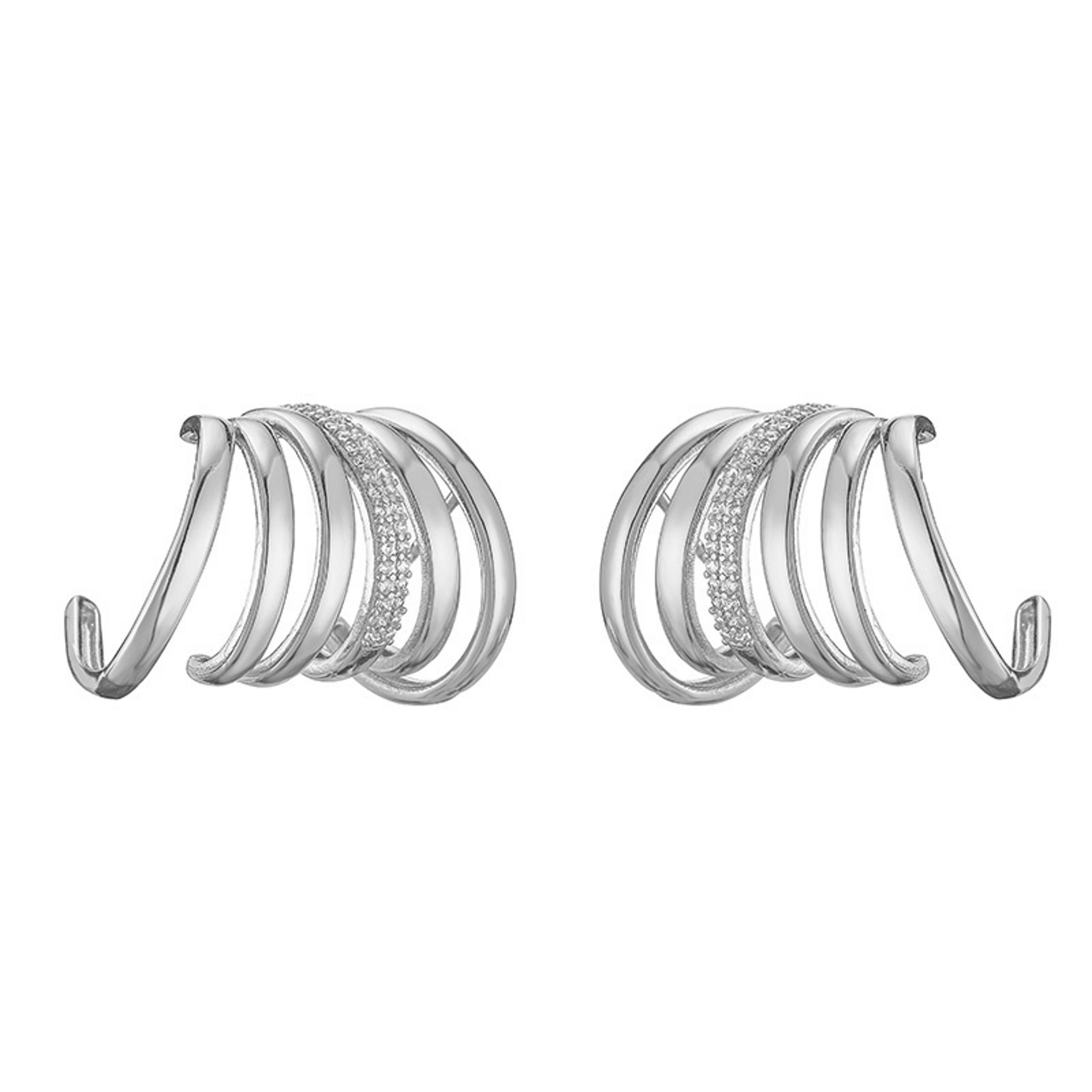 Irregular C Shape Hoop Earrings For Women With Zircon Geometric Design 2
