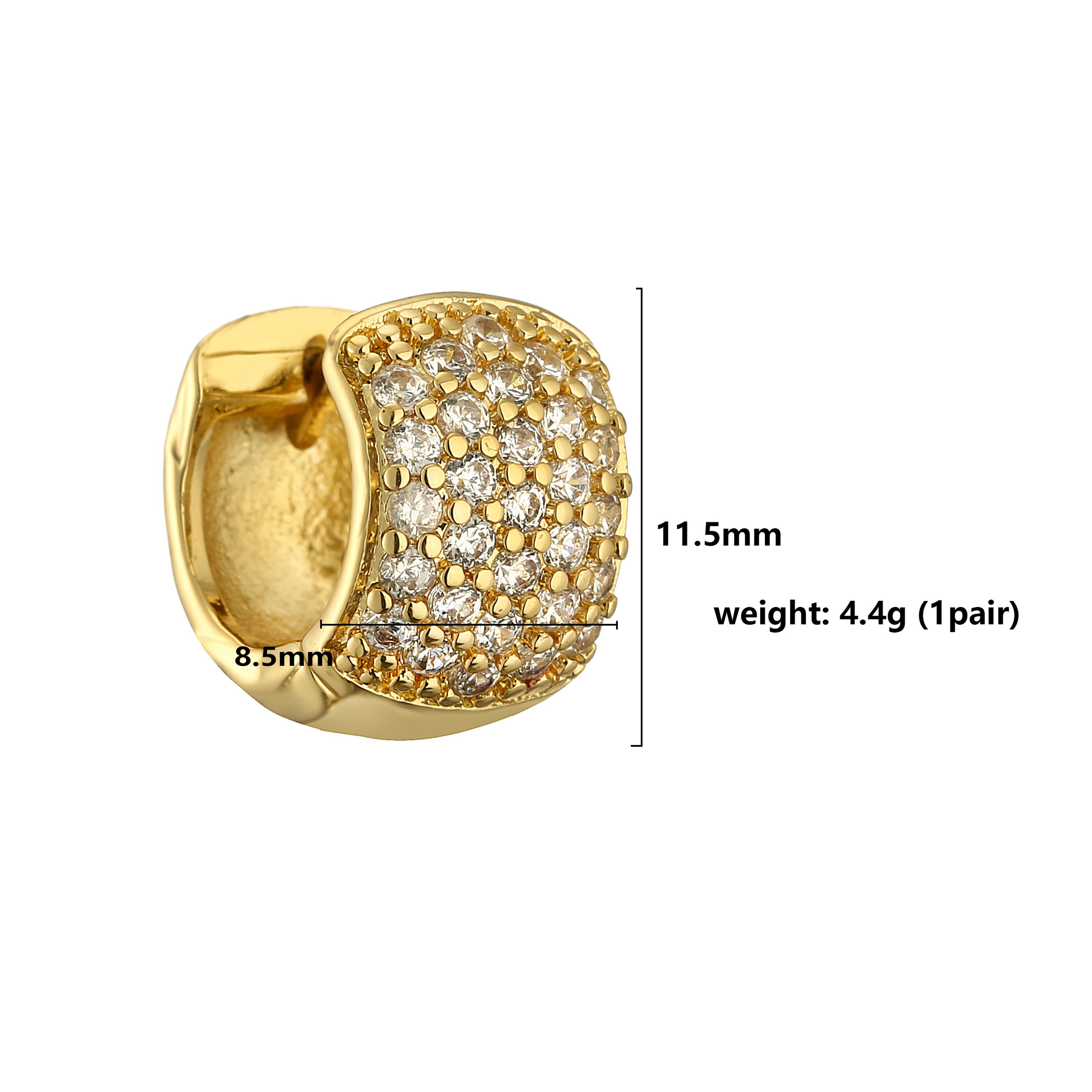 Gold Plated Huggie Earrings With CZ Zircon For Women 3