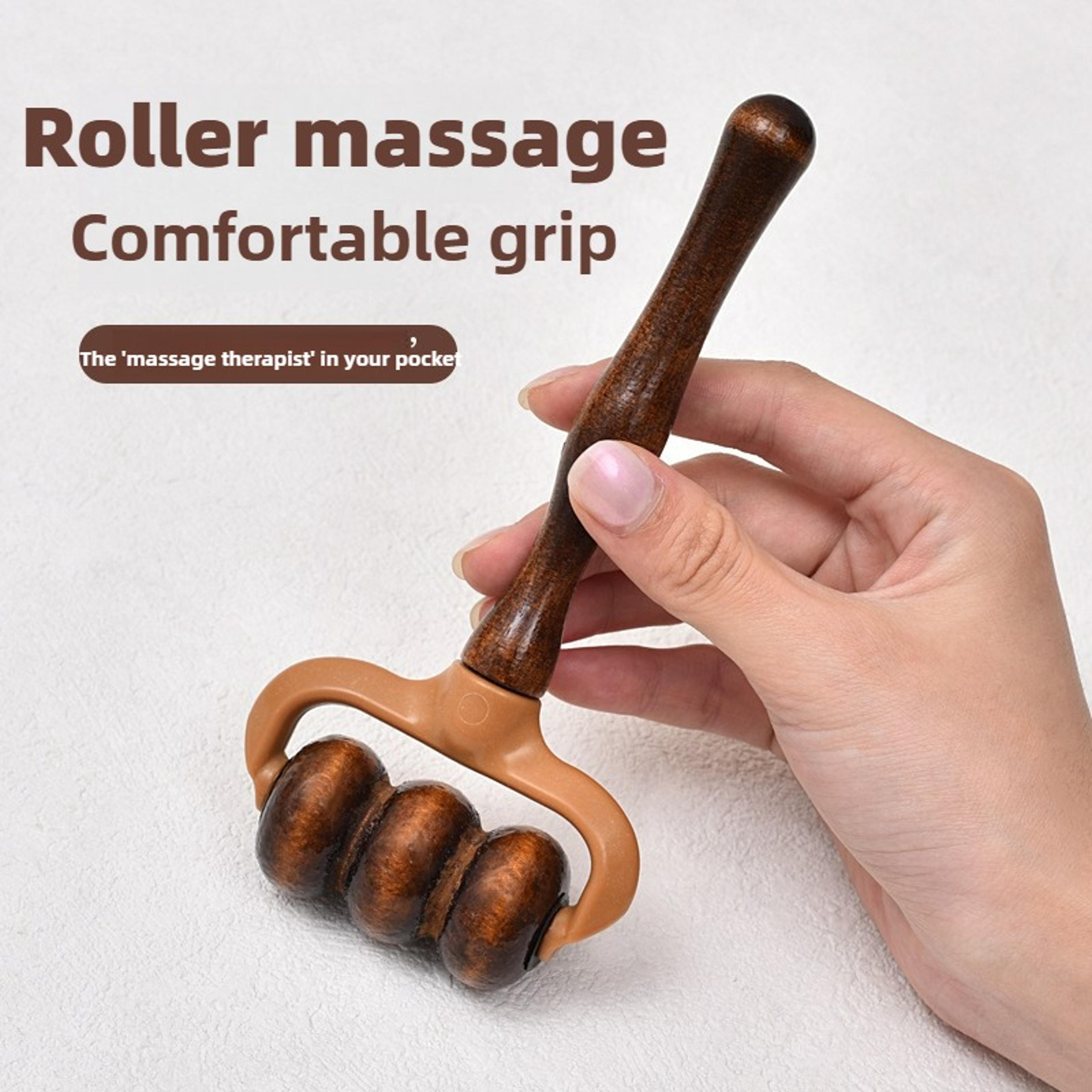 Wooden Massage Roller Handheld Muscle Massager For Neck And Shoulder Relief 1