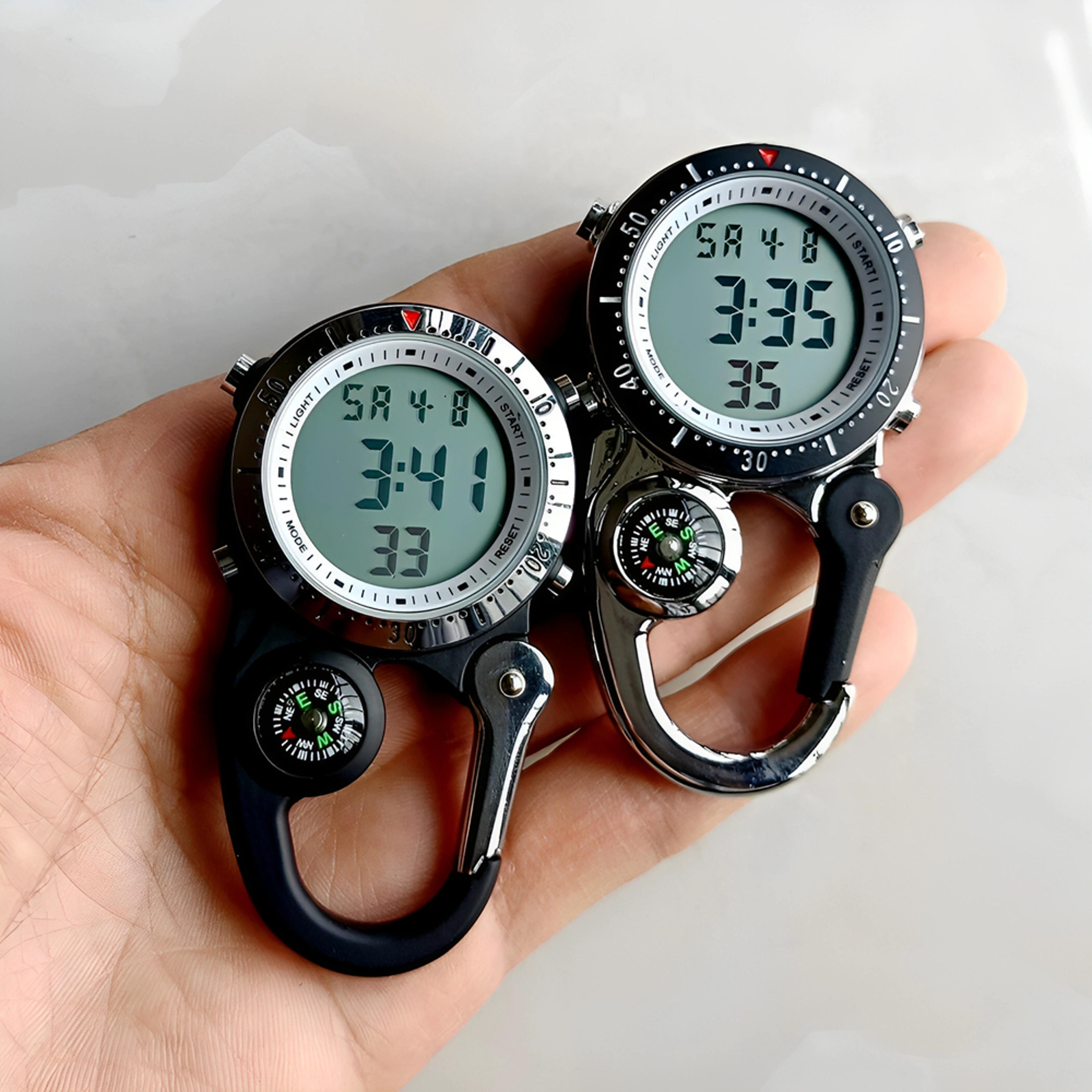 digital carabiner watch multifunction clip on keychain watch for nurses and outdoor use