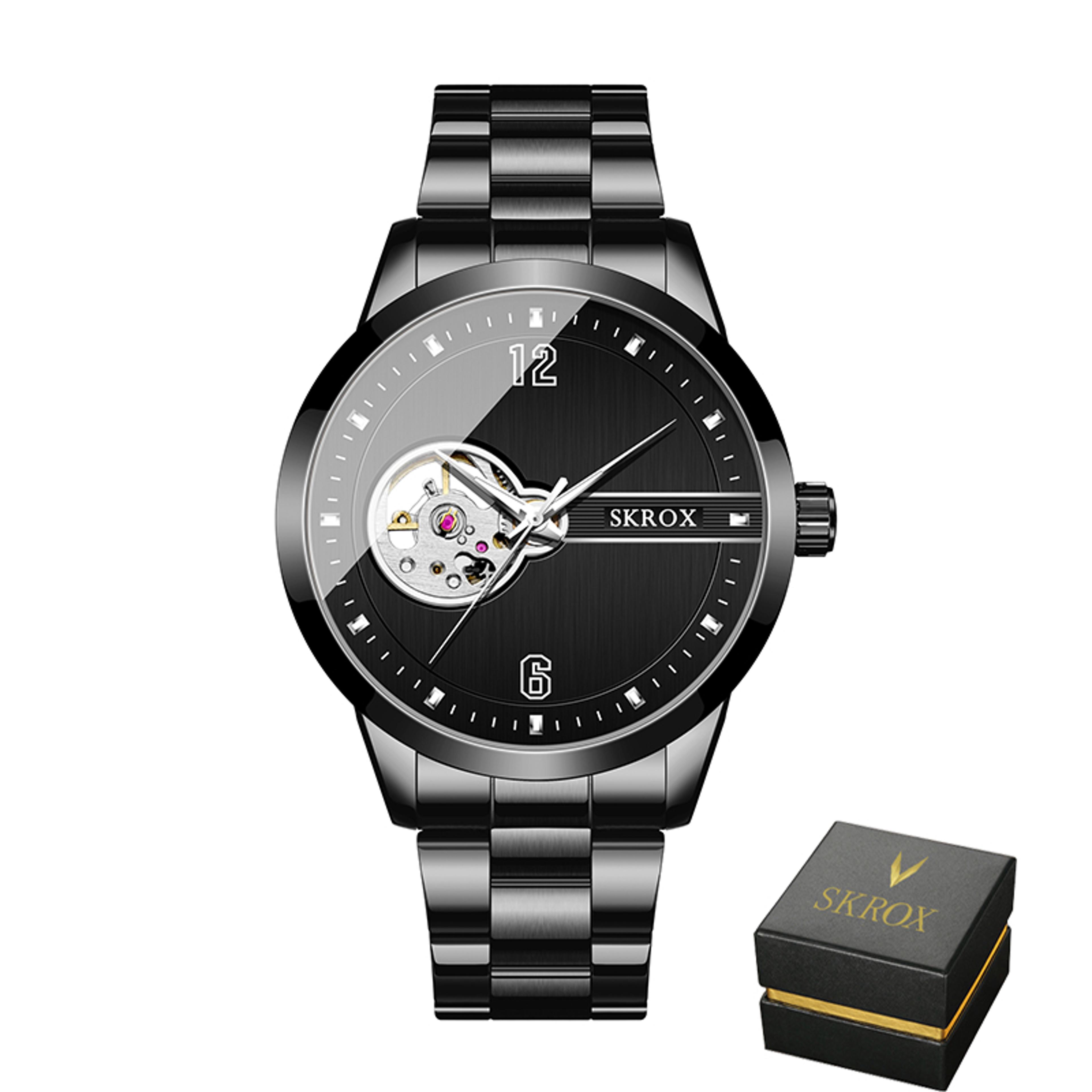 Luxury Skeleton Automatic Watch For Men Stainless Steel Mechanical Timepiece 7