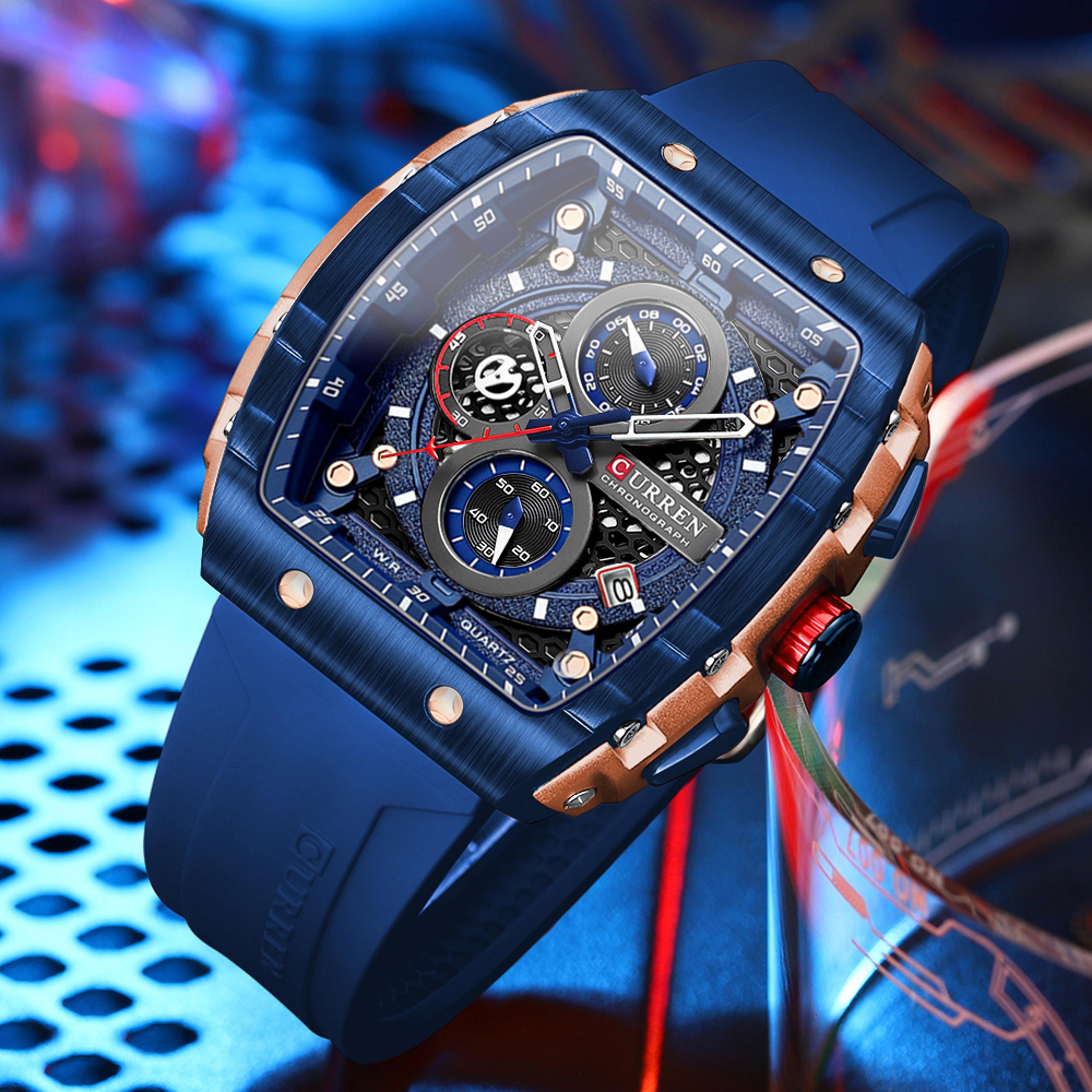 Luxury Square Chronograph Watch For Men Waterproof Luminous Quartz Date Watch 5