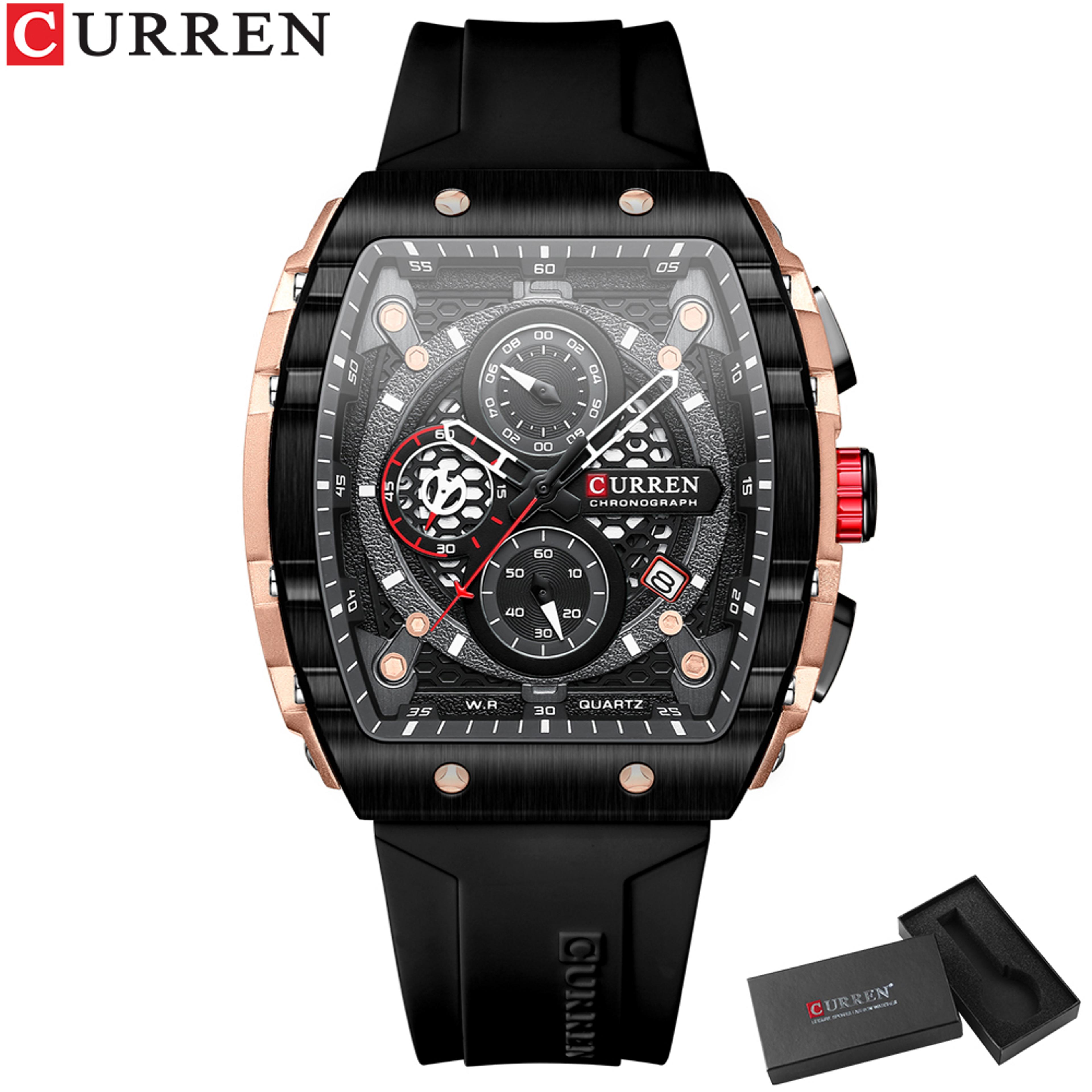 Luxury Square Chronograph Watch For Men Waterproof Luminous Quartz Date Watch 6