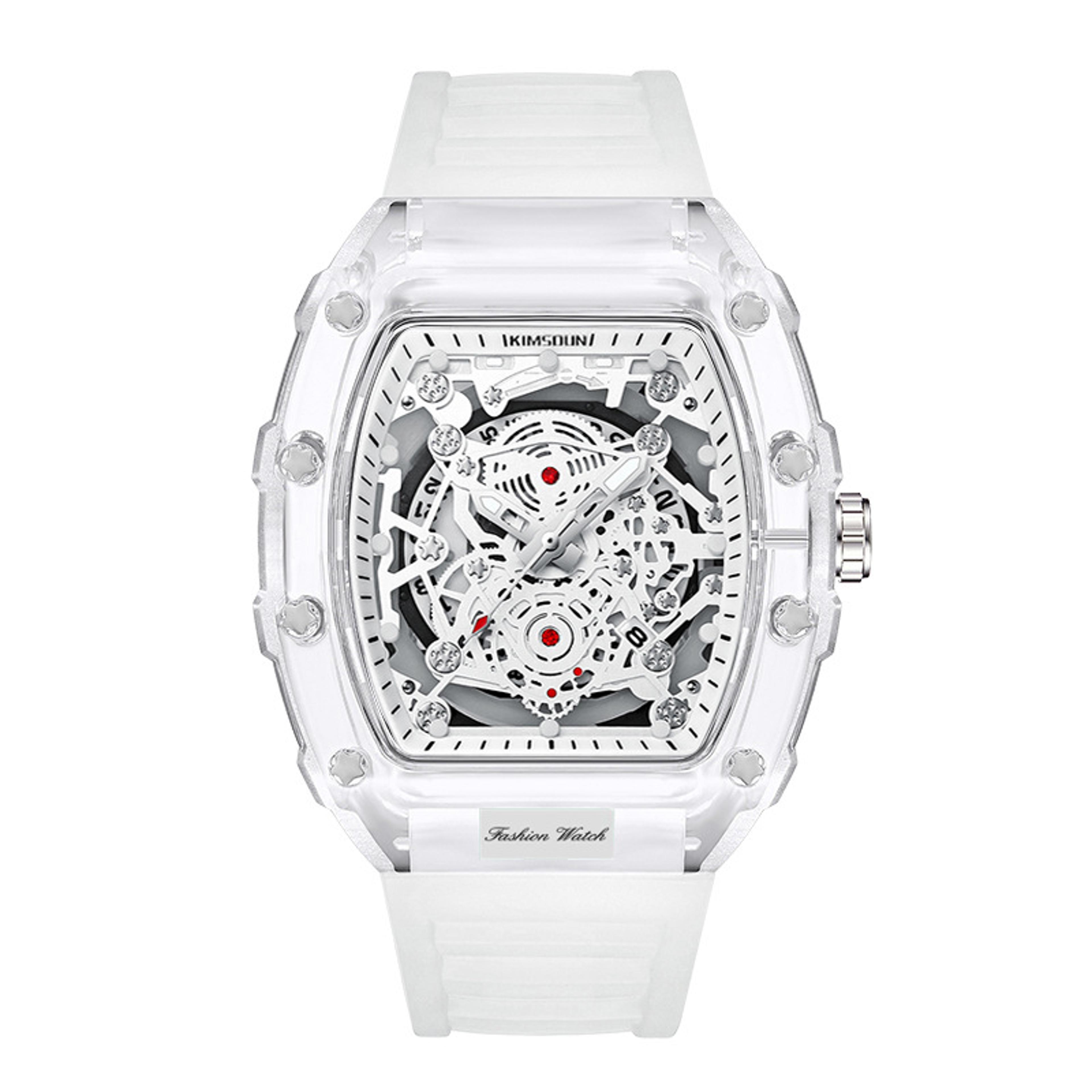 transparent mens quartz watch waterproof sport watch with silicone strap