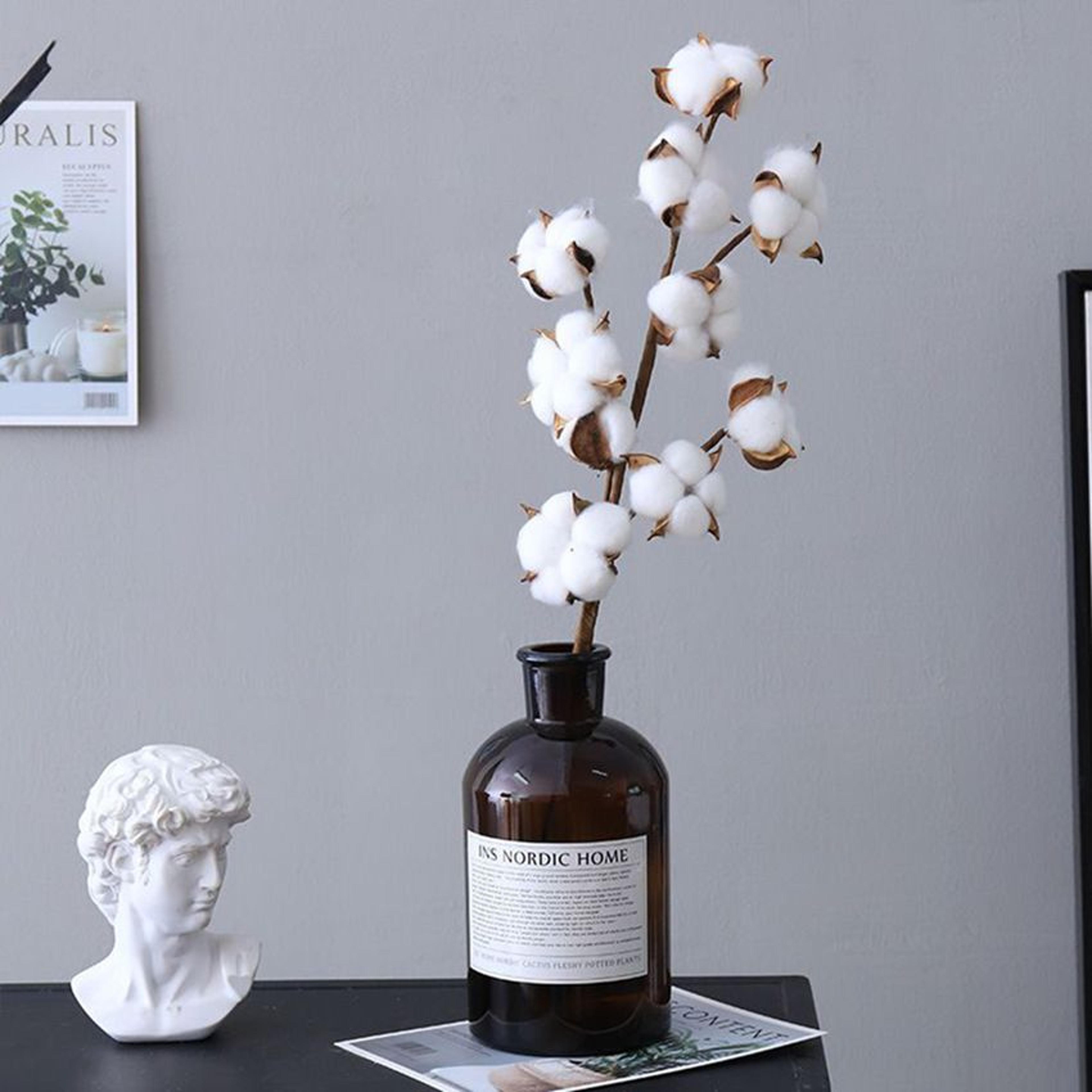 natural artificial cotton stems faux cotton branches for vase wedding and farmhouse decor