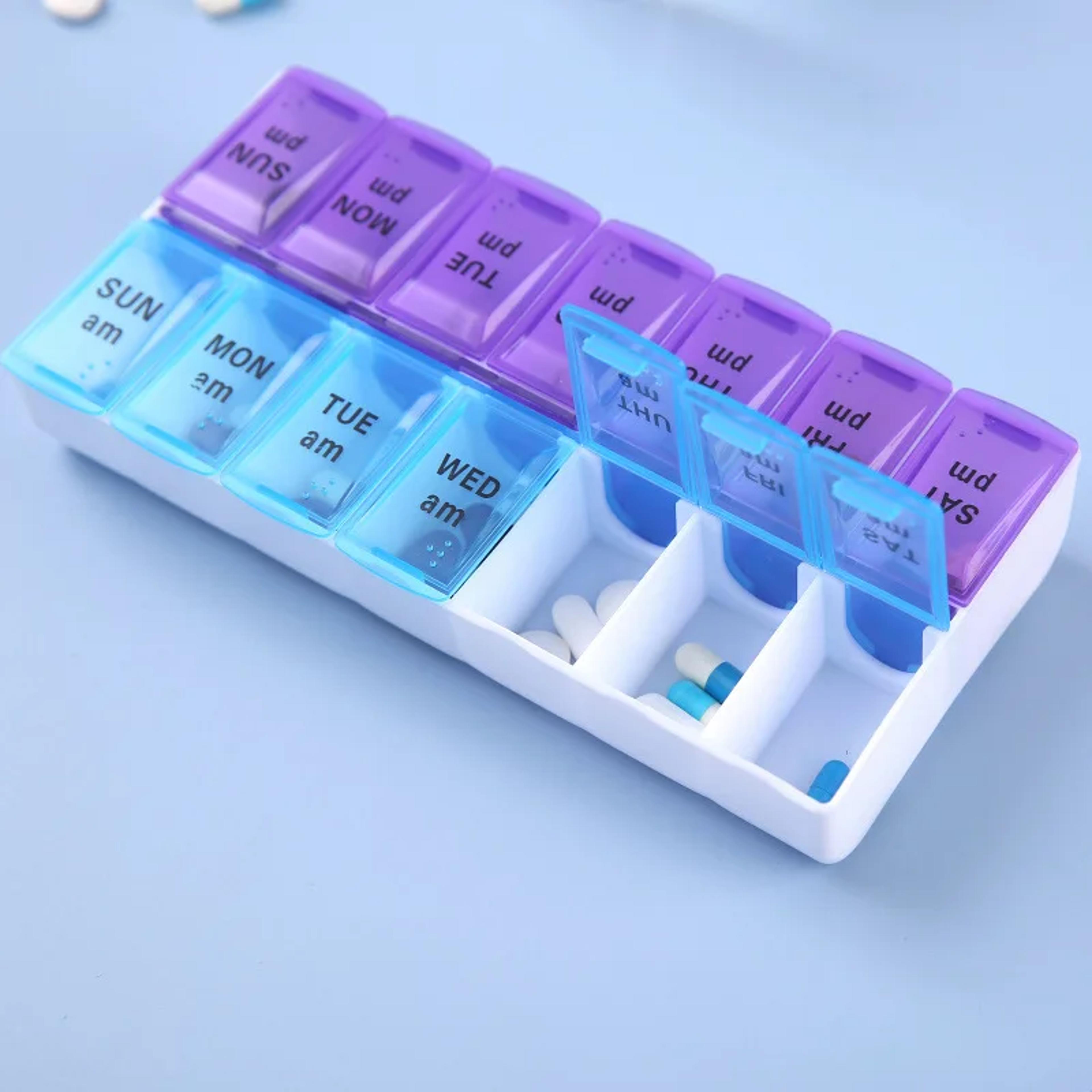 New Weekly Pill Organizer Portable 7Day Travel Pill Case with 14 Grids for Vitamins Medicine  Fi