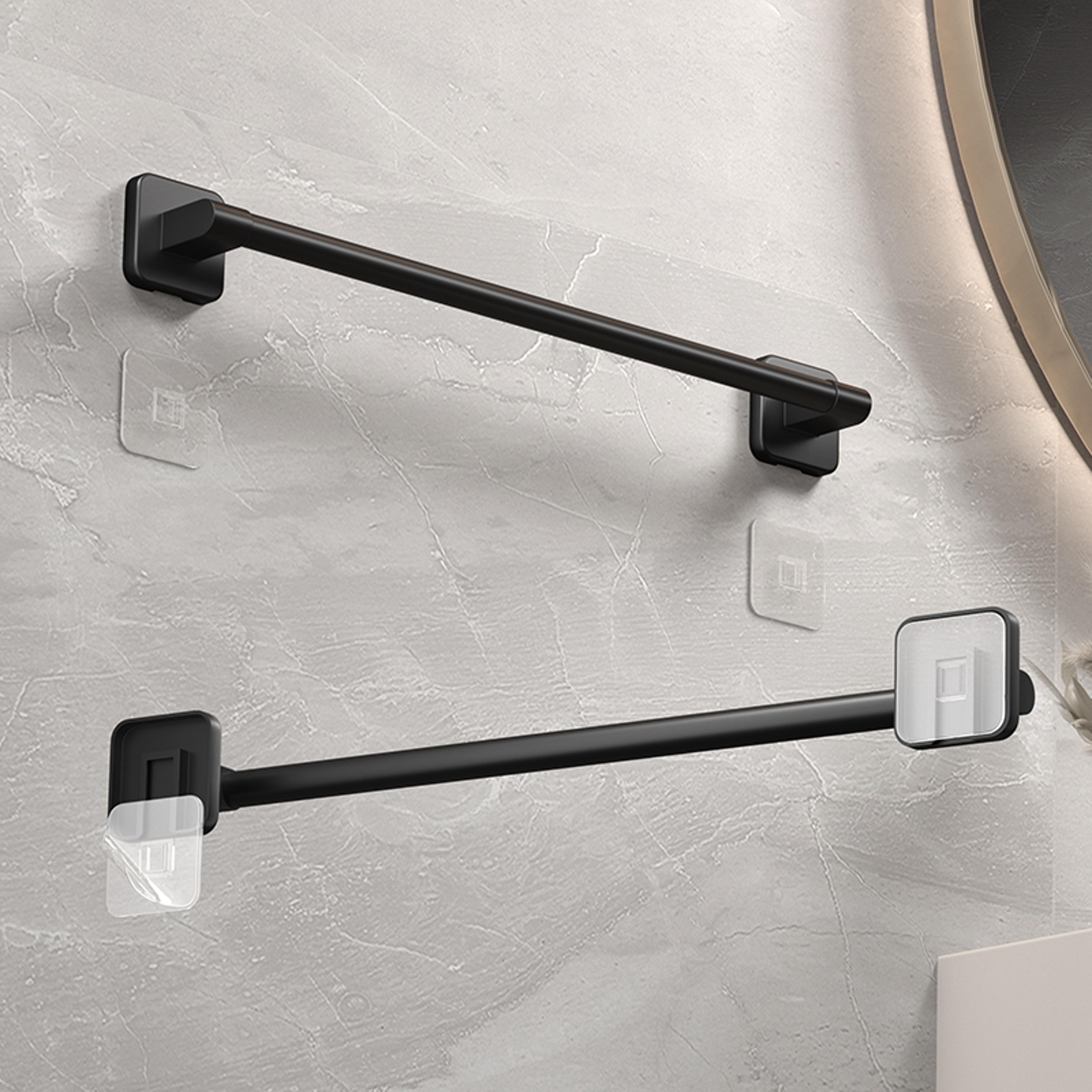 White Bathroom Towel Rack DrillFree SelfAdhesive Towel Holder SpaceSaving Towel Bar  Rail