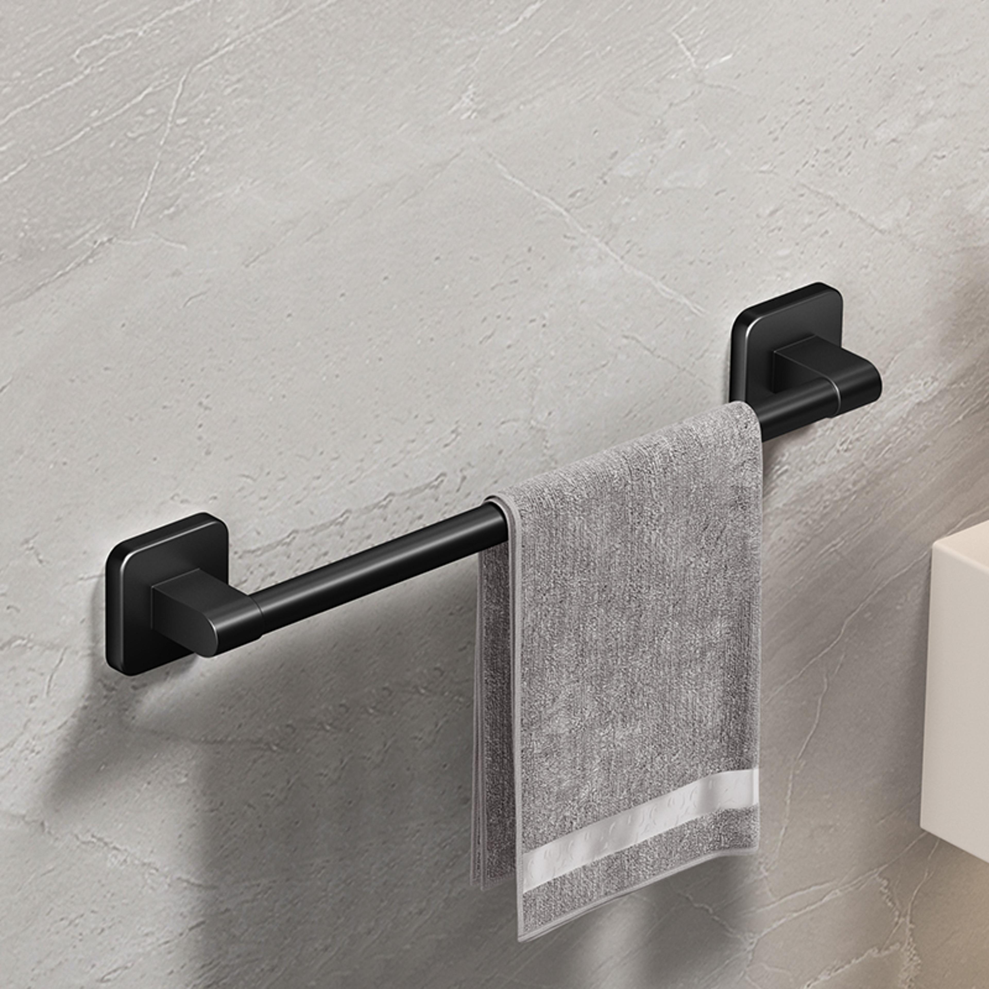 White Bathroom Towel Rack DrillFree SelfAdhesive Towel Holder SpaceSaving Towel Bar  Rail
