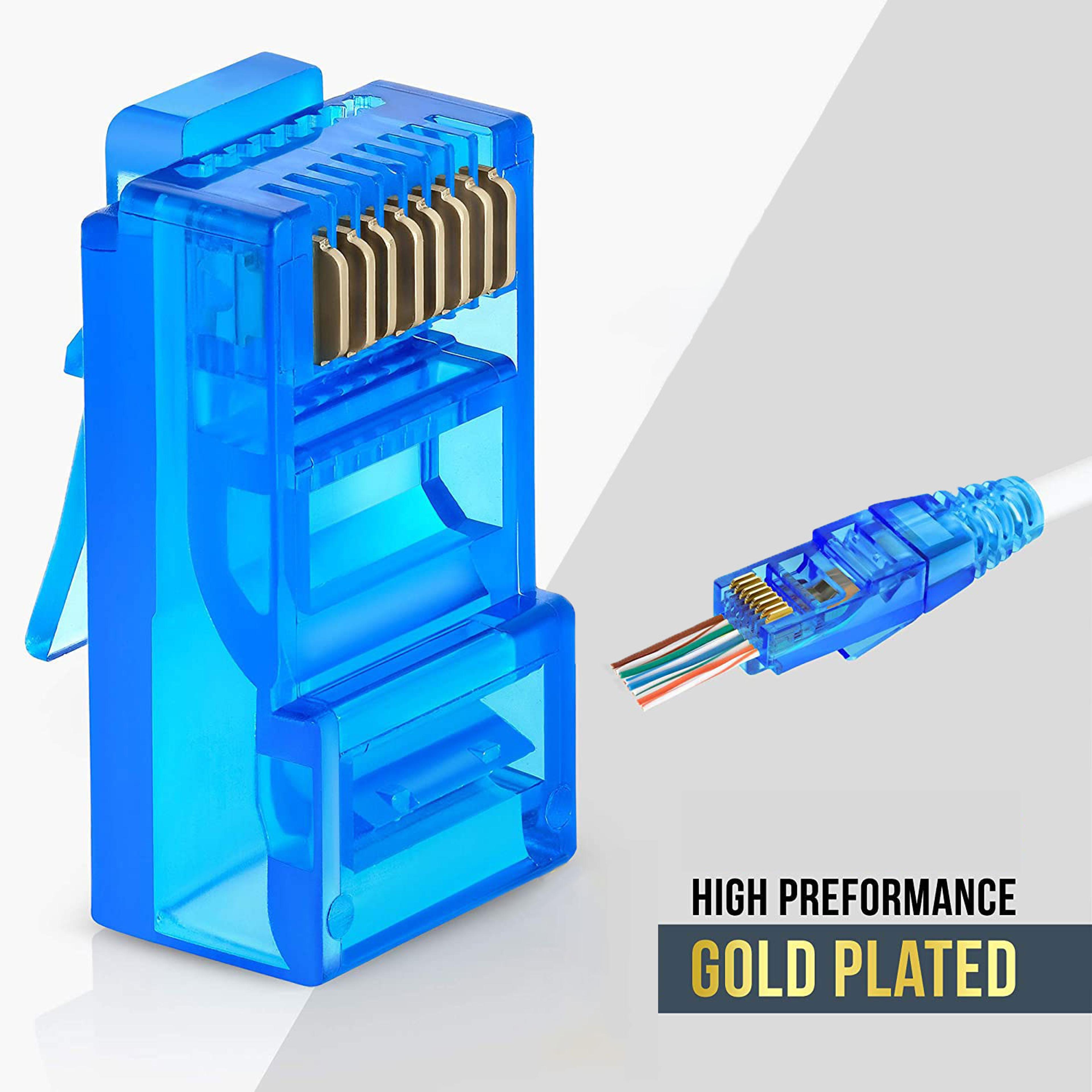 Assorted Color RJ45 Cat6 Pass Through Connectors 50PCS Easy Crimp Modular Plugs for UTP Ethernet