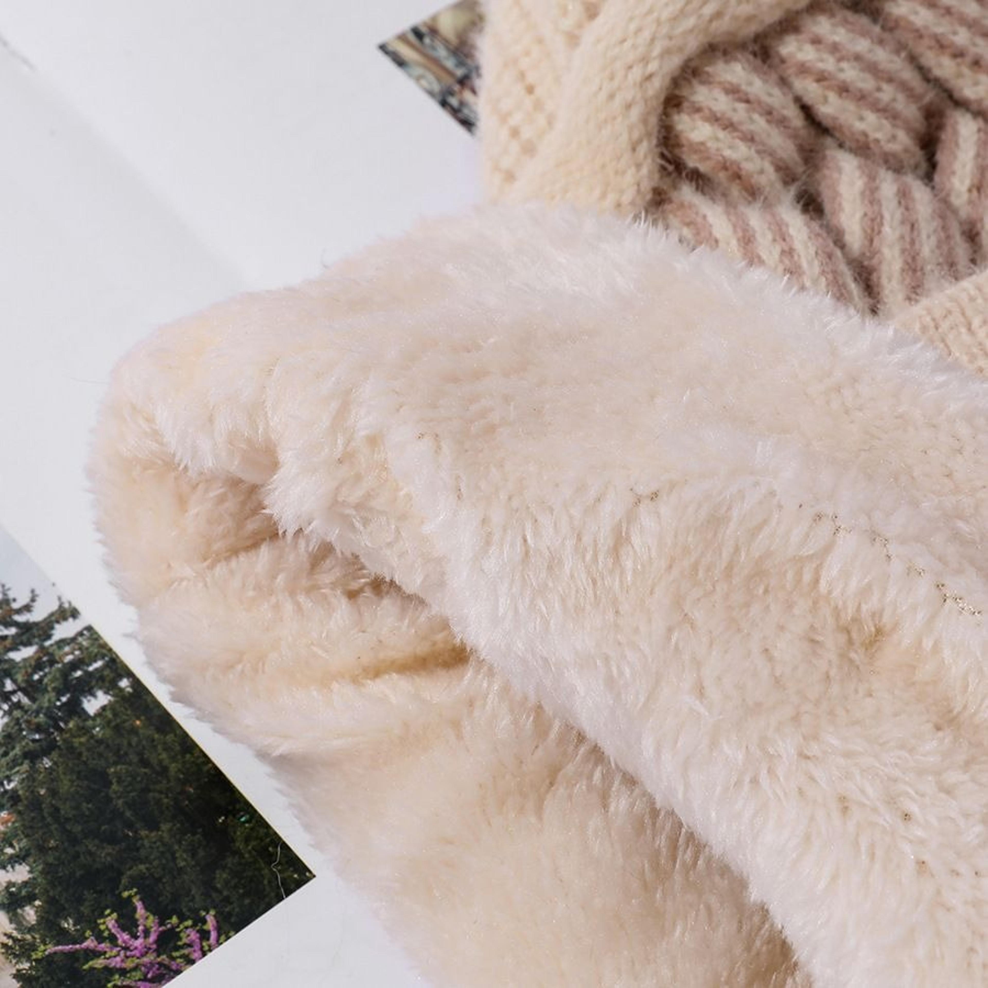 Windproof Coldproof Thicken Balaclava Cap Plush Fur Lined New Style Female Pompoms Winter Hat Keep  2