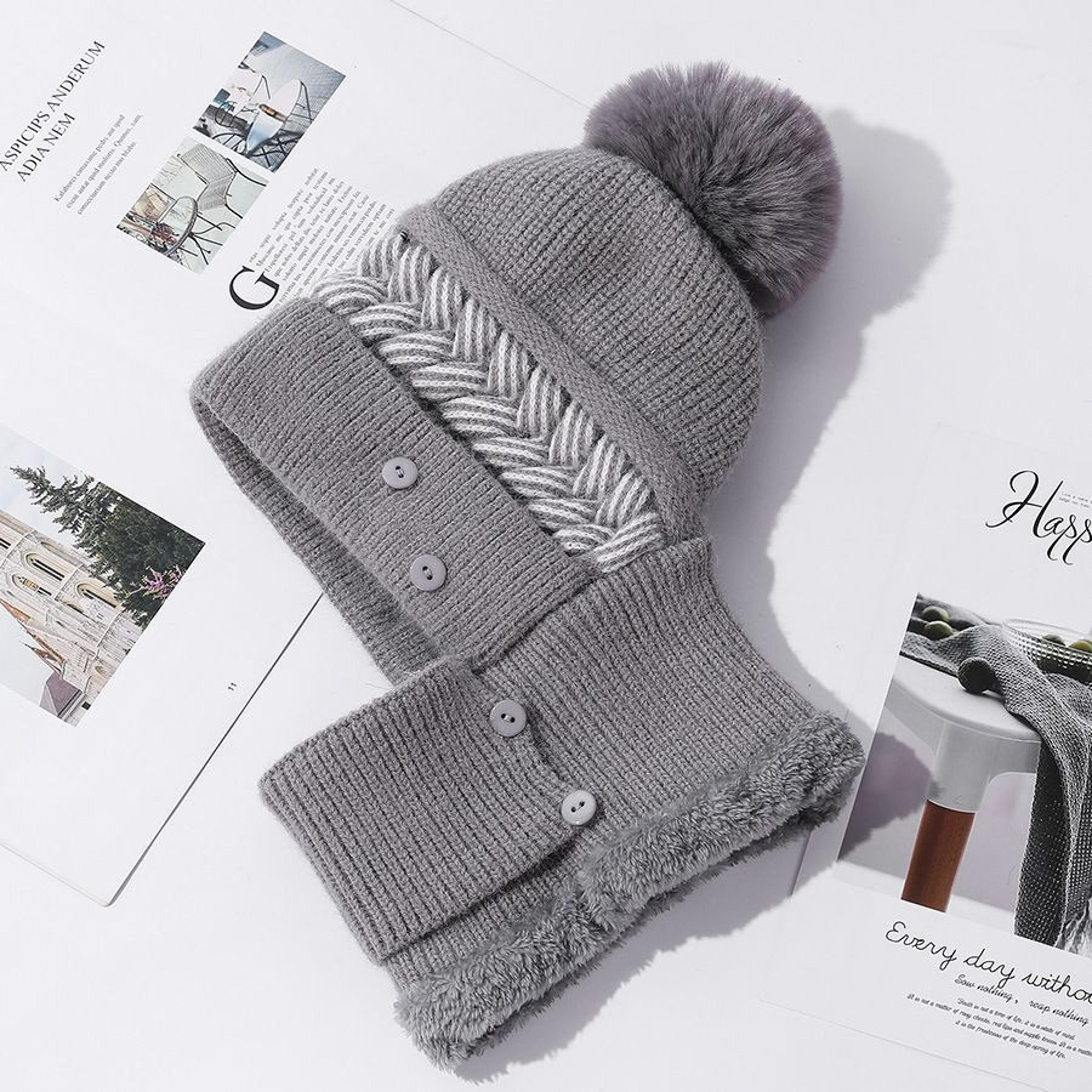 Windproof Coldproof Thicken Balaclava Cap Plush Fur Lined New Style Female Pompoms Winter Hat Keep  7