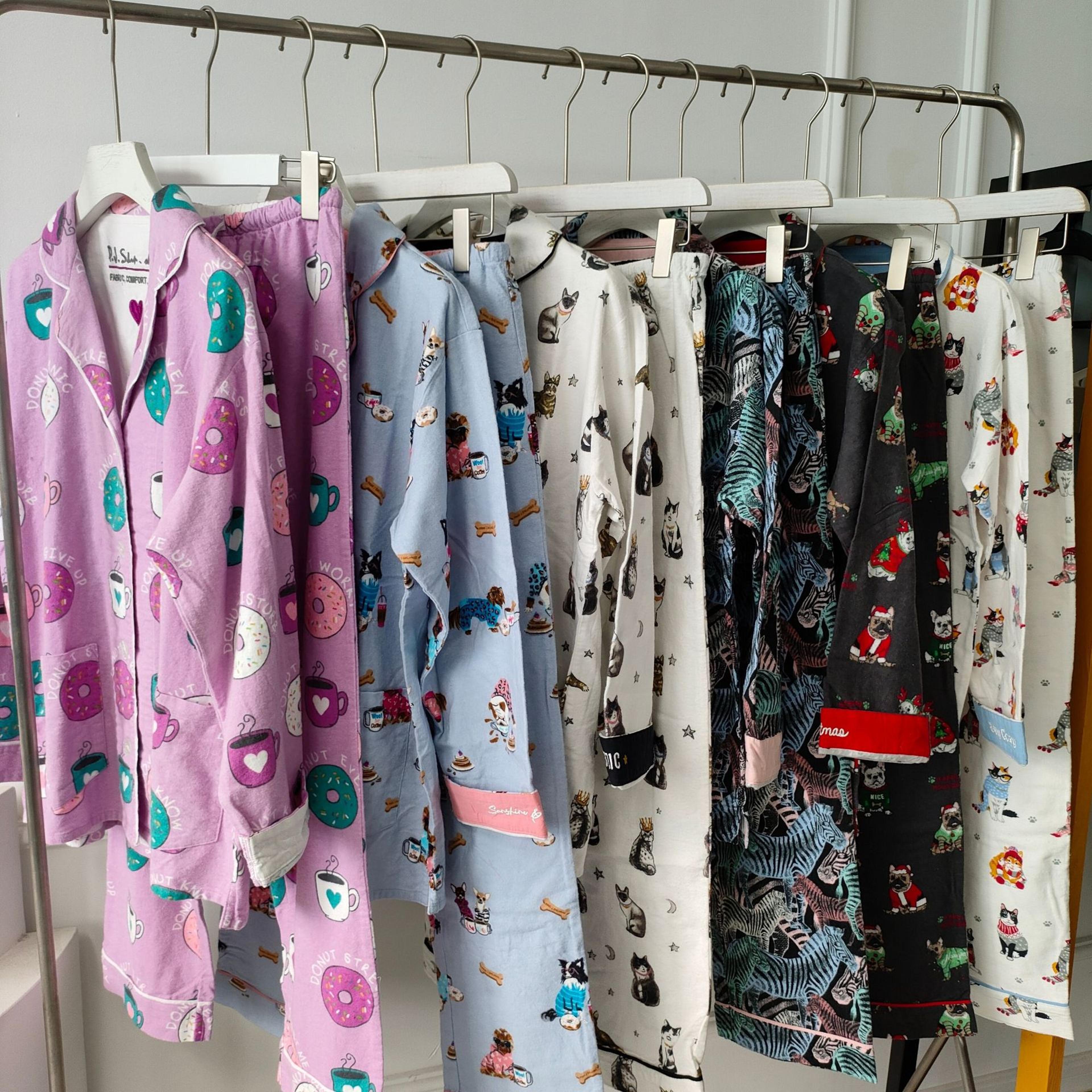 Warm Thick Autumn Winter Women PJs Cotton Ground Wool Sleepwear Cartoon Long Sleeve Pants Pajamas L