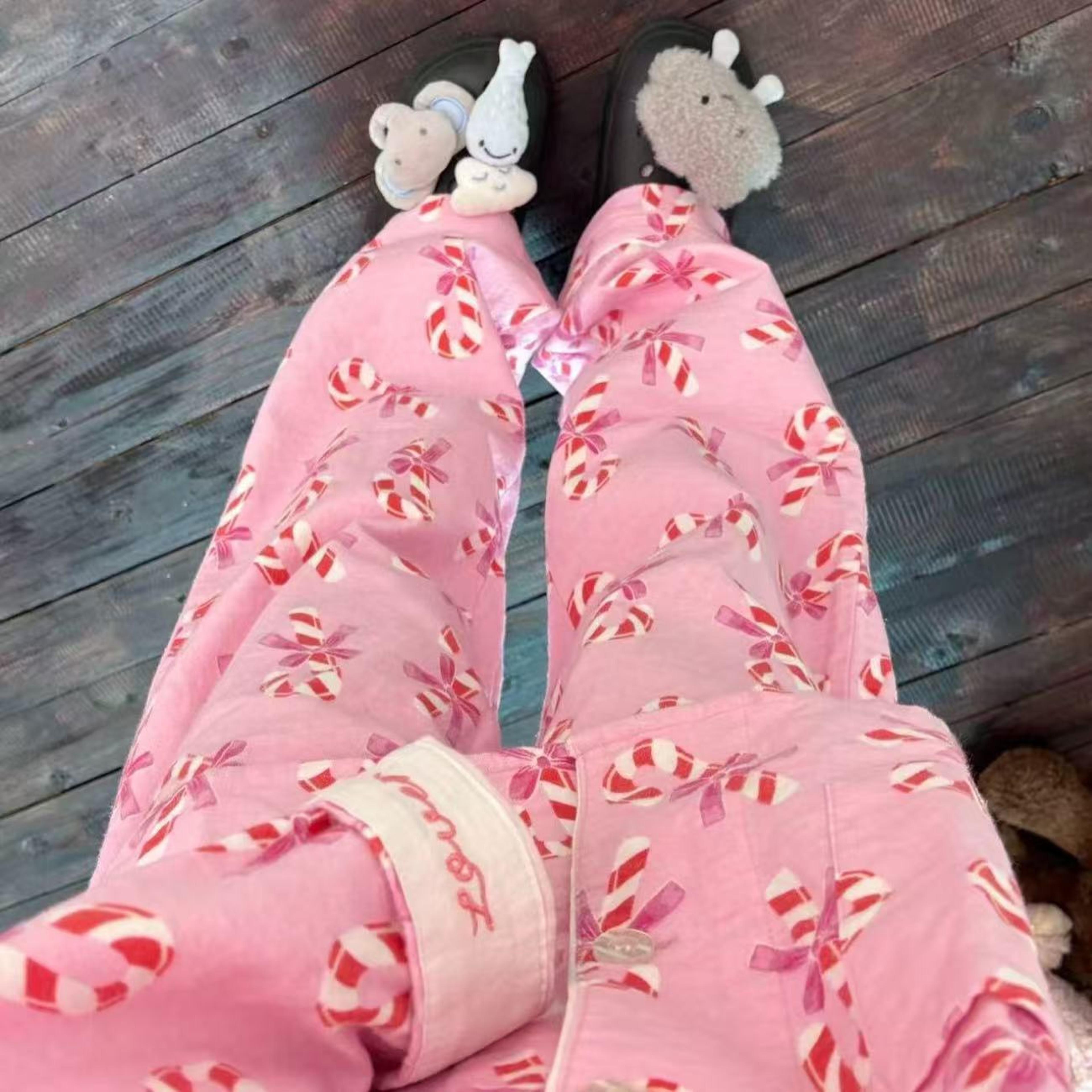 Warm Thick Autumn Winter Women PJs Cotton Ground Wool Sleepwear Cartoon Long Sleeve Pants Pajamas L