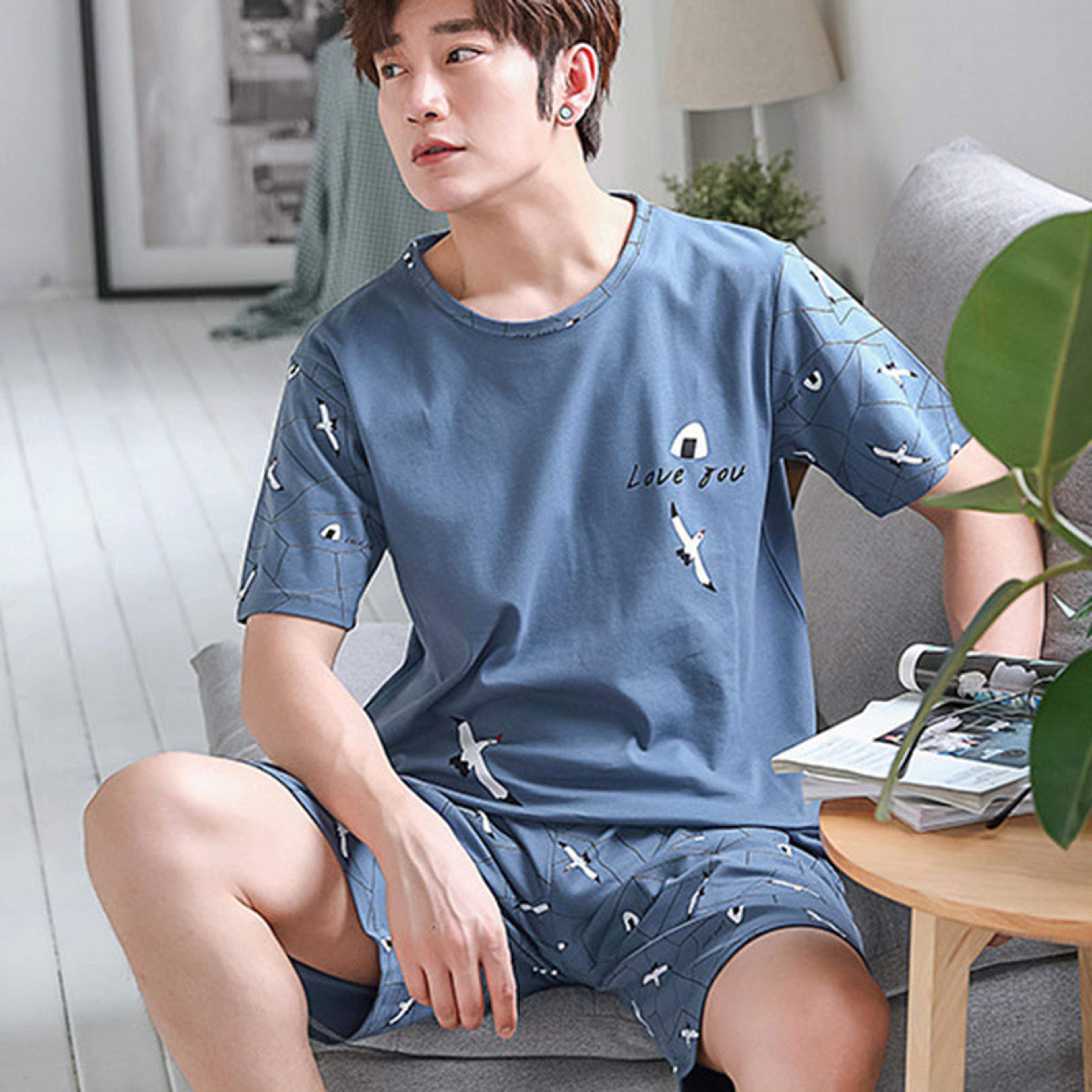 2 Piece Set Sleepwear Men Large Size Youth Pajamas Striped Bear Home Wear Man Nightwear Loungewear  3
