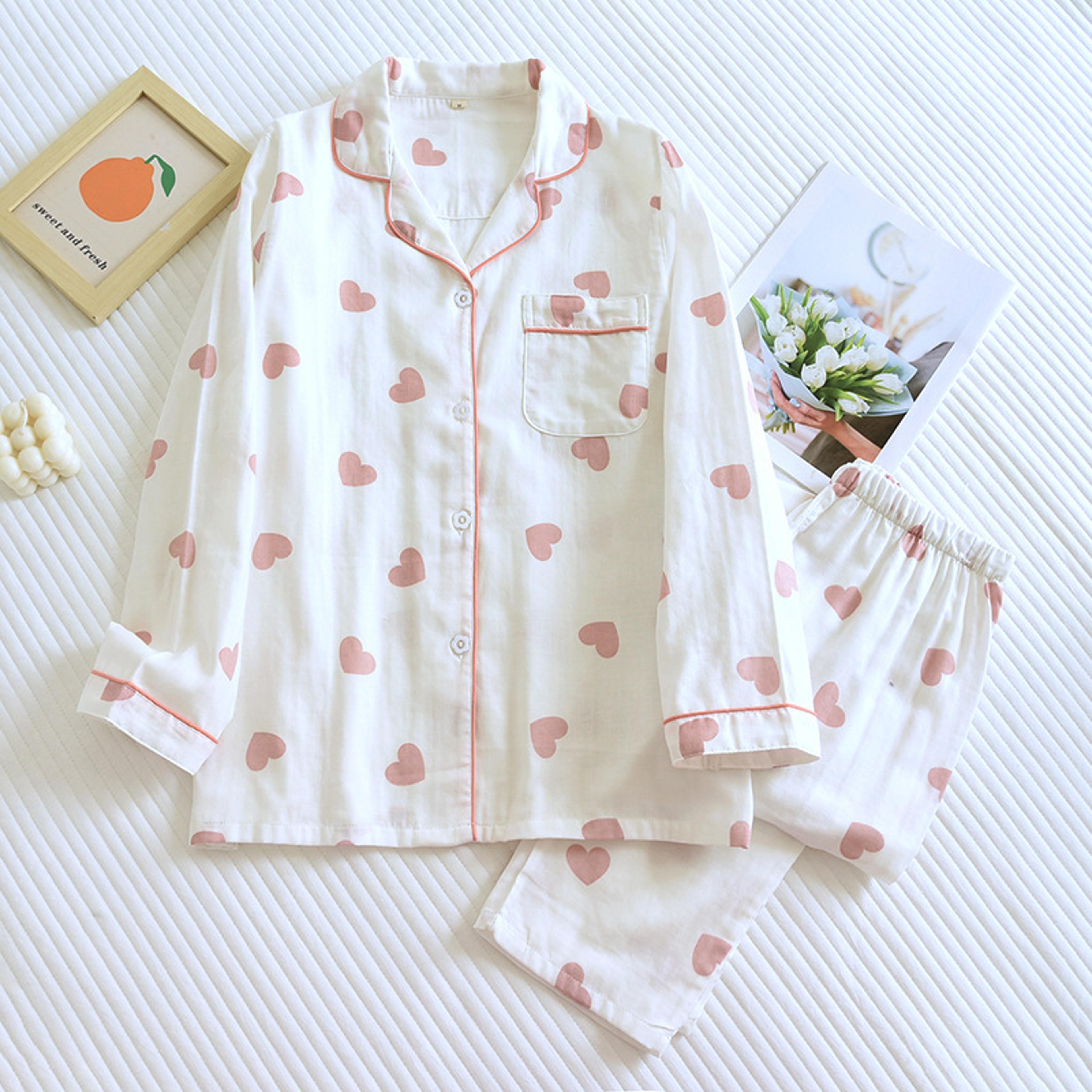 Womens Cotton Long Sleeve Pants Pajama Set New Spring And Autumn Two Piece Love Lovely Sweet Home F 5