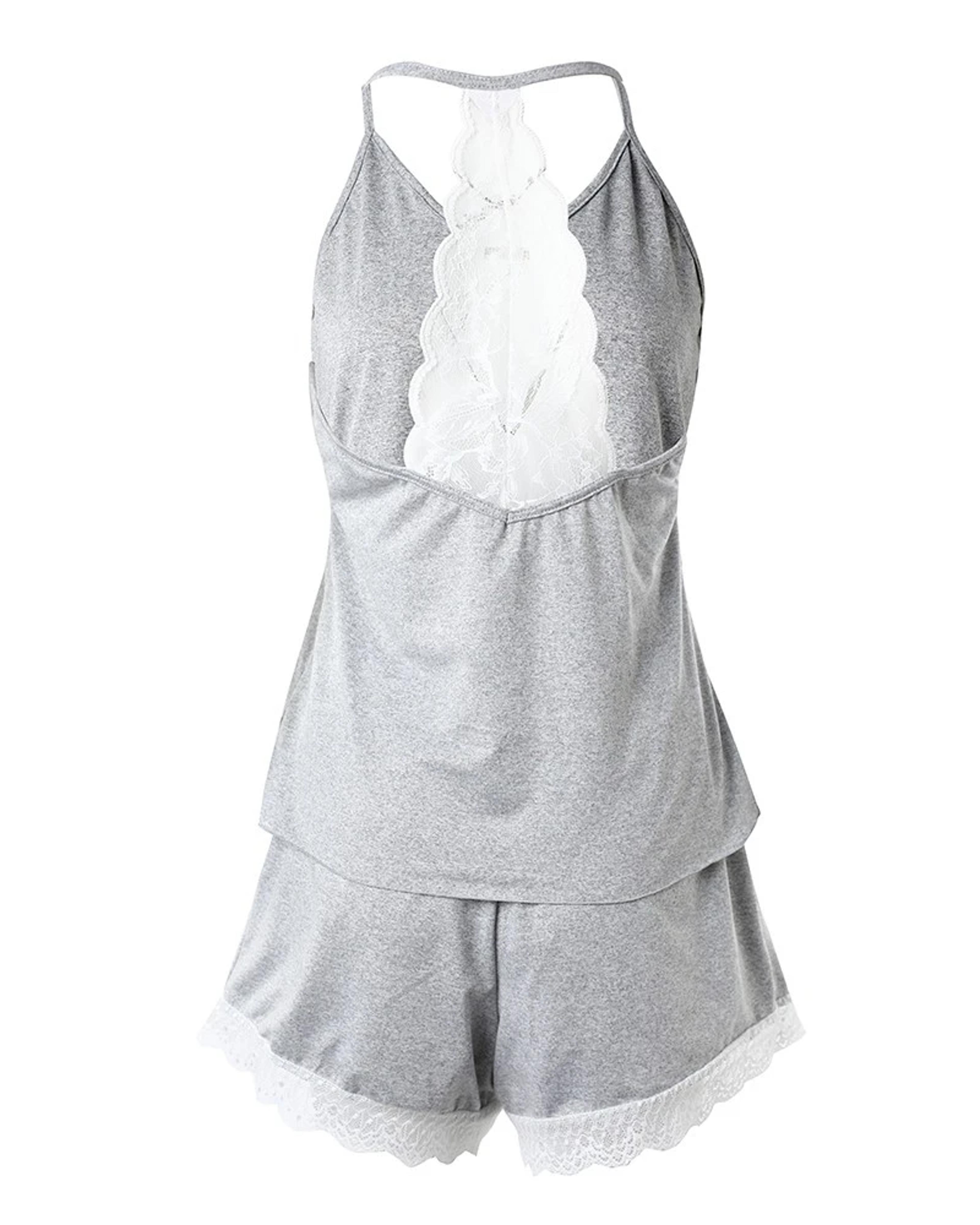 Womens Crochet Lace Pajamas Set Sexy Sleeveless VNeck Sleepwear Casual Solid Home Clothes For Summe 3