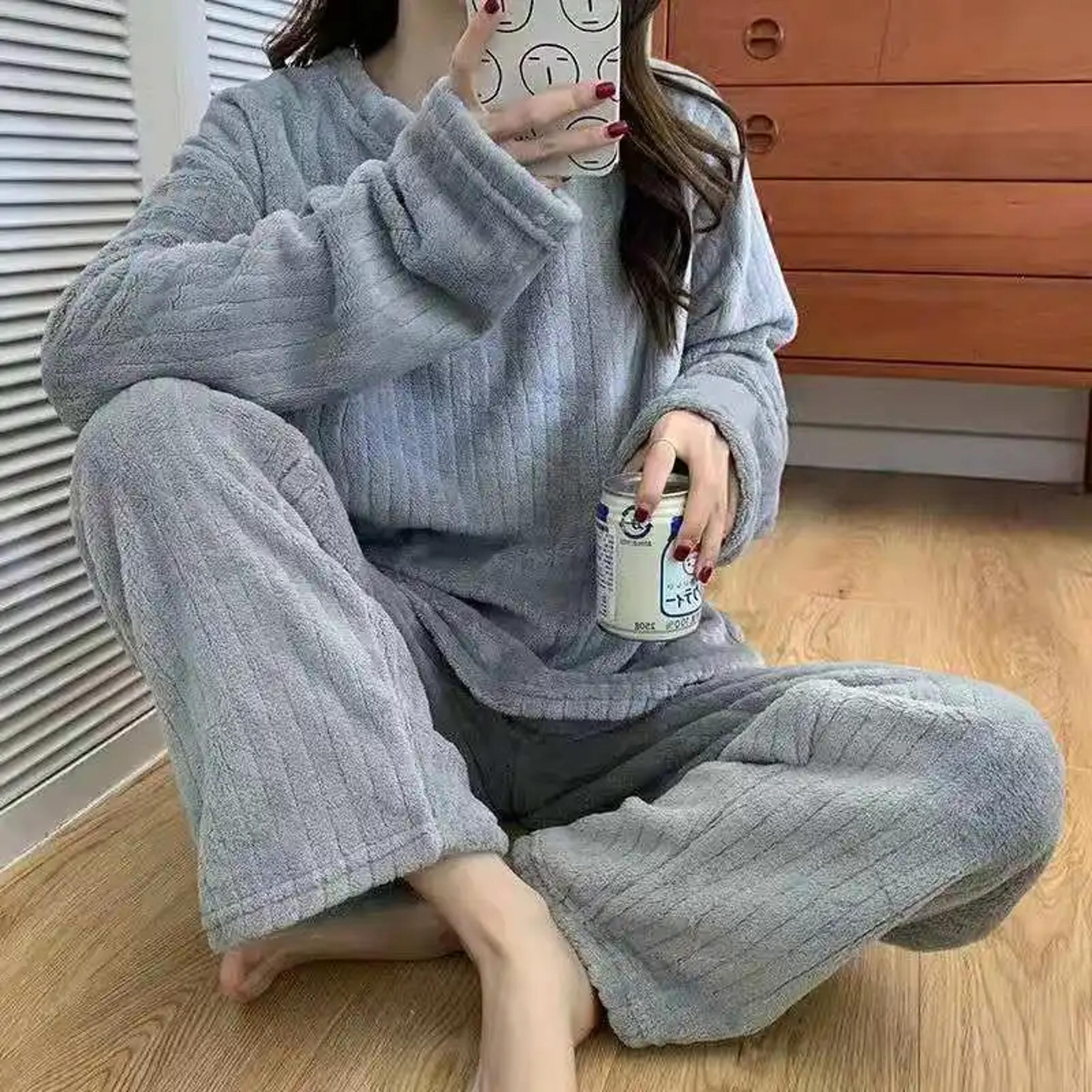 Homewear Suit Womens Fall And Winter Warm Clothes Winter Womens New Pajamas Coral Velvet Leisure Pa 4