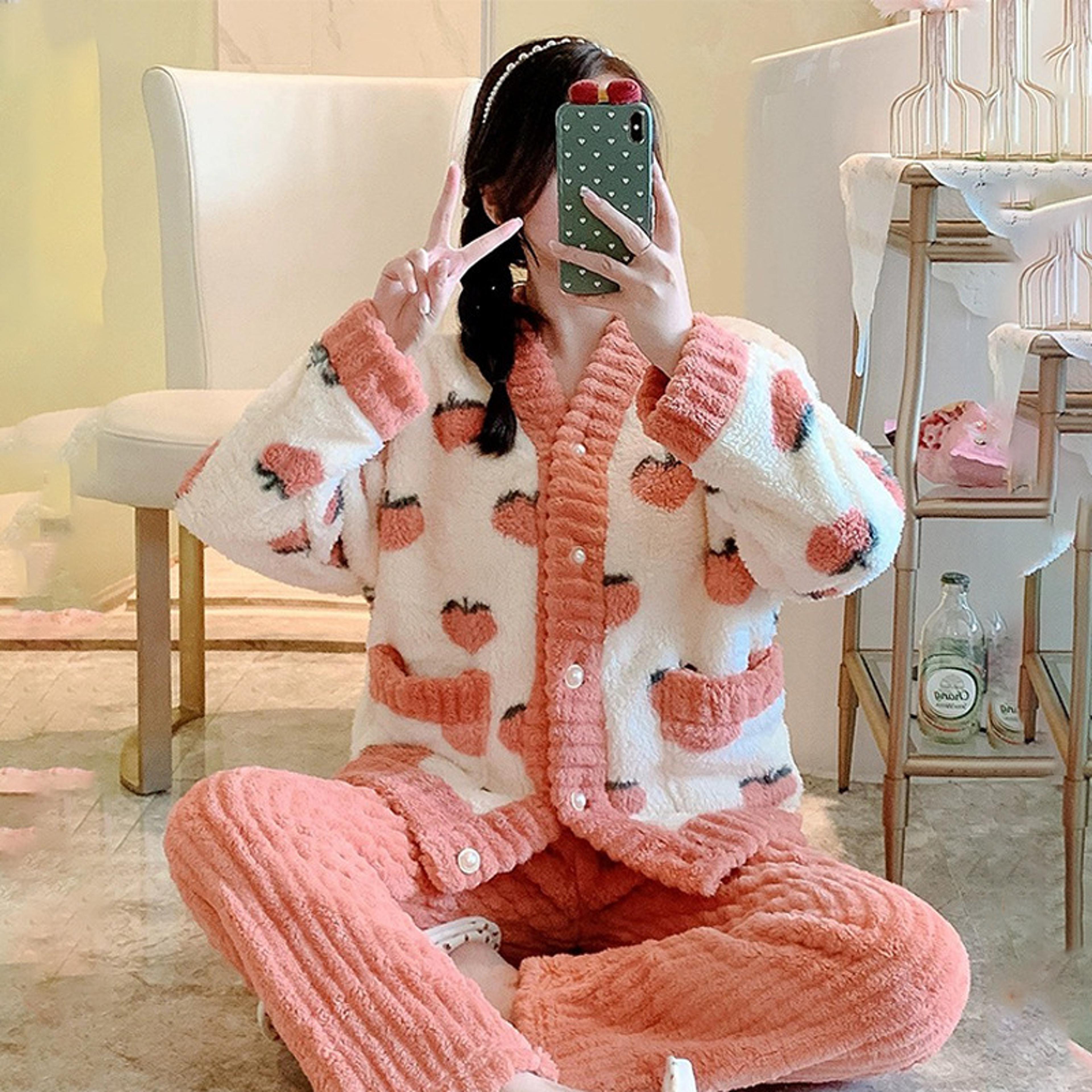 Winter Womens New Pajamas Homewear Suit Womens Fall And Winter Warm Clothes Coral Velvet Leisure Pa 3